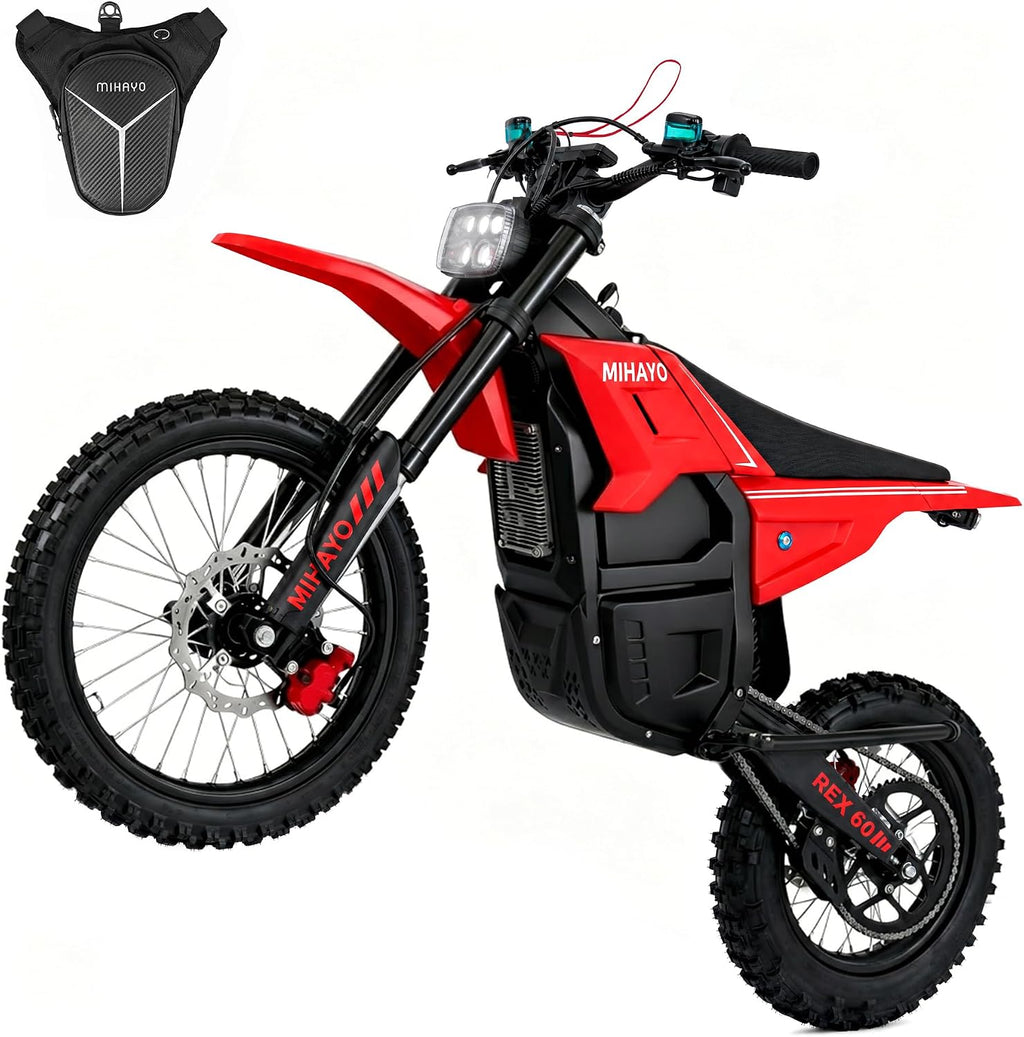 Mihayo REX60 Mid-Drive Electric Dirt Bike with 17"/14" Tires, 5500W Peak Power Off-Road e Bike, 60V 30Ah BMS Battery Electric Motorcycle for Adults, 50Mph Top Speed Dirtbike, 60 Miles Range