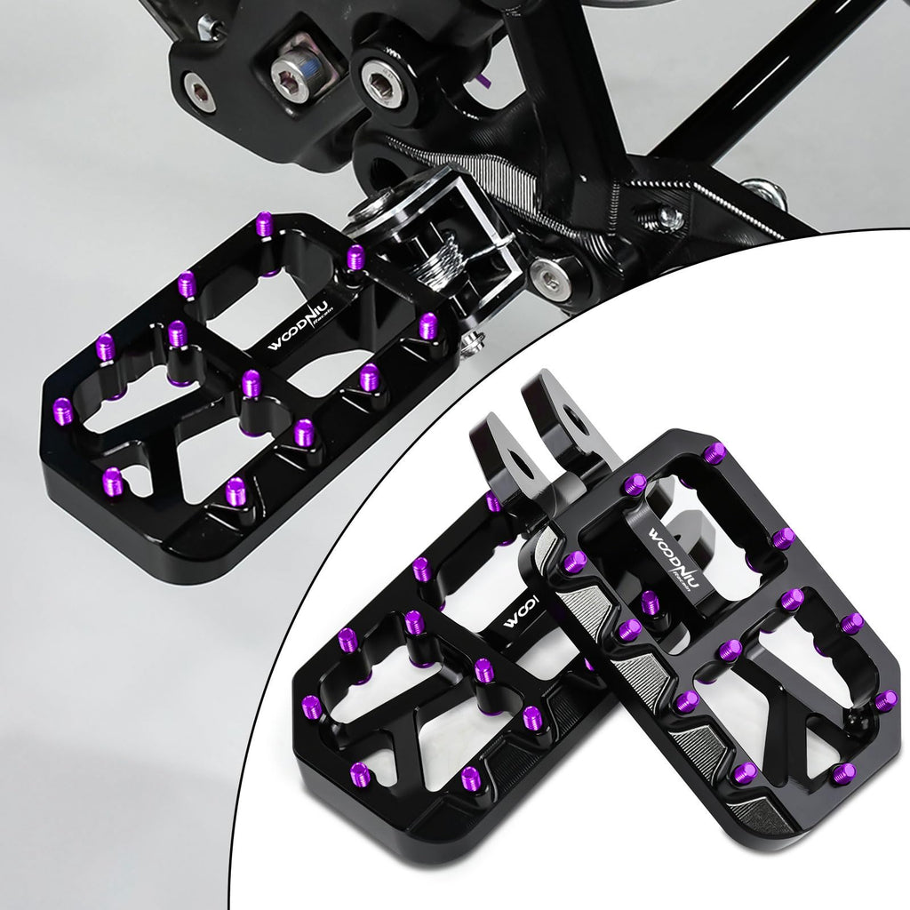 Dirt Bike Foot Pegs for Ebike Surron Light Bee X S, Color Prickly Peg,Motorcycle Aluminum Alloy Pedal for Segway X160 X260/Talaria X3 X4/E Ride PRO SS,Black Body with Dazzling Spikes