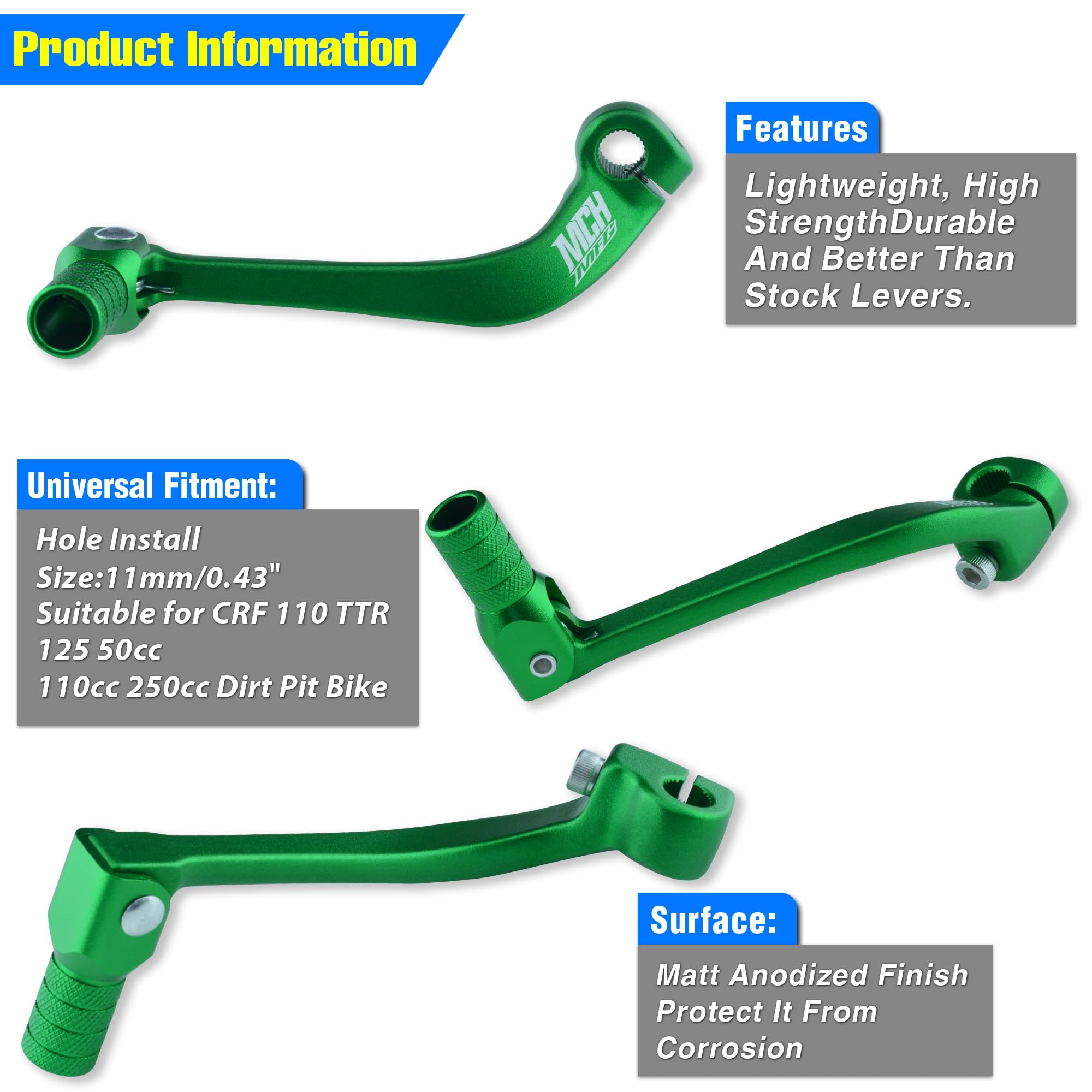 Folding Dirt Bike Shifter Lever - Alloy Aluminium Gear Lever Fit for CRF110 CRF110F 2013-2023 TTR110 08-09 TTR125 11-21 Black