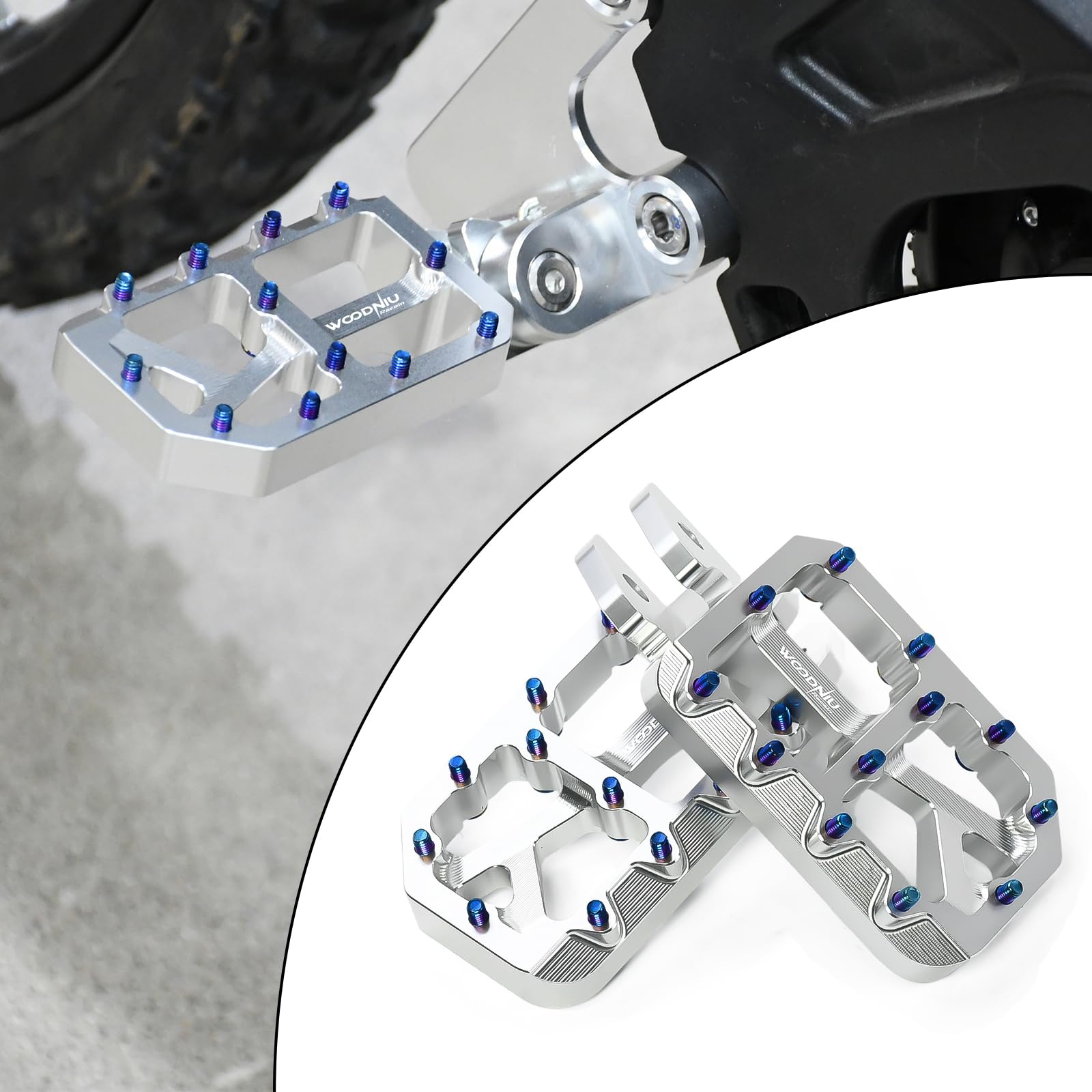 Dirt Bike Foot Pegs for Ebike Surron Light Bee X S, Color Prickly Peg,Motorcycle Aluminum Alloy Pedal for Segway X160 X260/Talaria X3 X4/E Ride PRO SS,Black Body with Dazzling Spikes