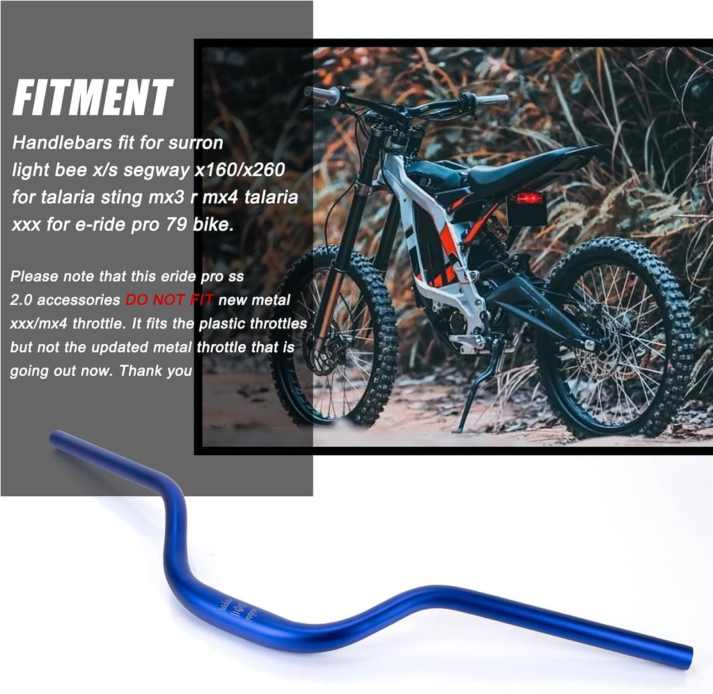 Motorcycle Handle Bars, PSLER Heighten Handlebars 7/8 22mm Handlebars 31.8mm Riser Handlebar for Sur Ron Light Bee X/S Segway X160/X260 Talaria Sting MX3 R MX4 Talaria XXX E-Ride Pro 79Bike (Black)