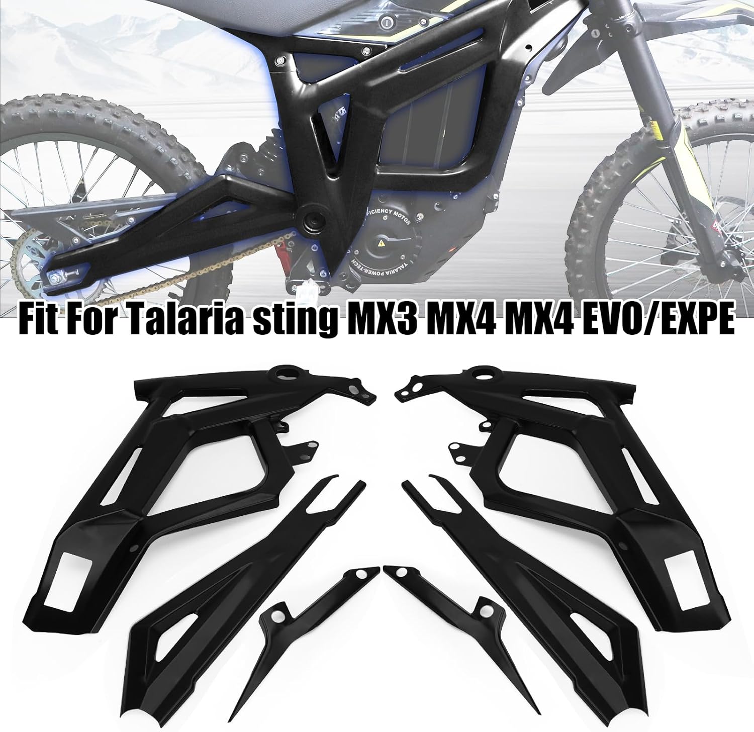 Body Frame Protective Cover for Talaria Sting MX3 MX4 MX4 MX5 EVO/EXPE Protective Case,Body Frame Protector Guard Sticker, E-Bike Accessoires for Talaria(Shiny Black)