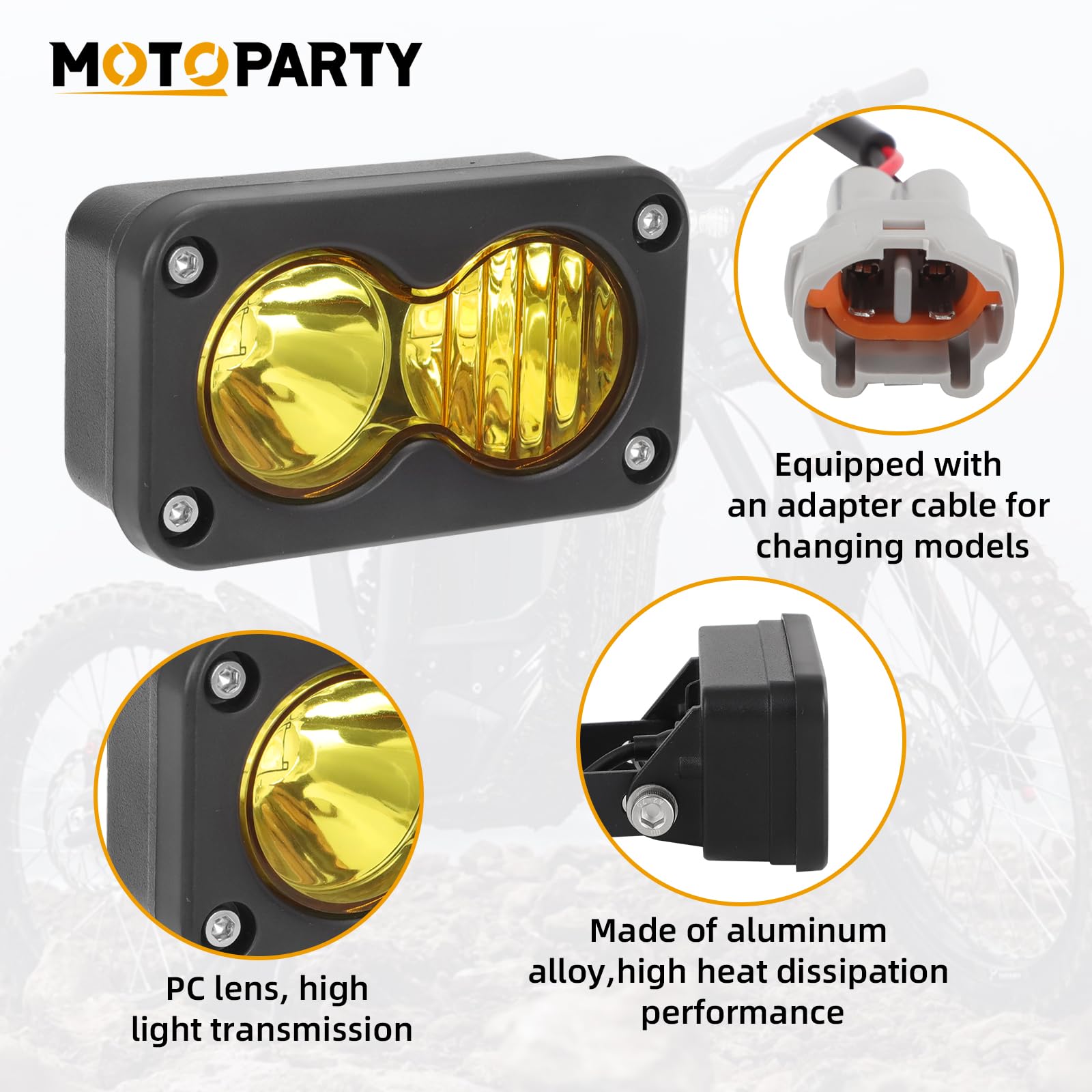 Dirtbike Headlight Kit for Sur-Ron Segway X260 Talaria Sting R MX4 PC Lens Motorcycle Yellow Light Bar Led Headlamp