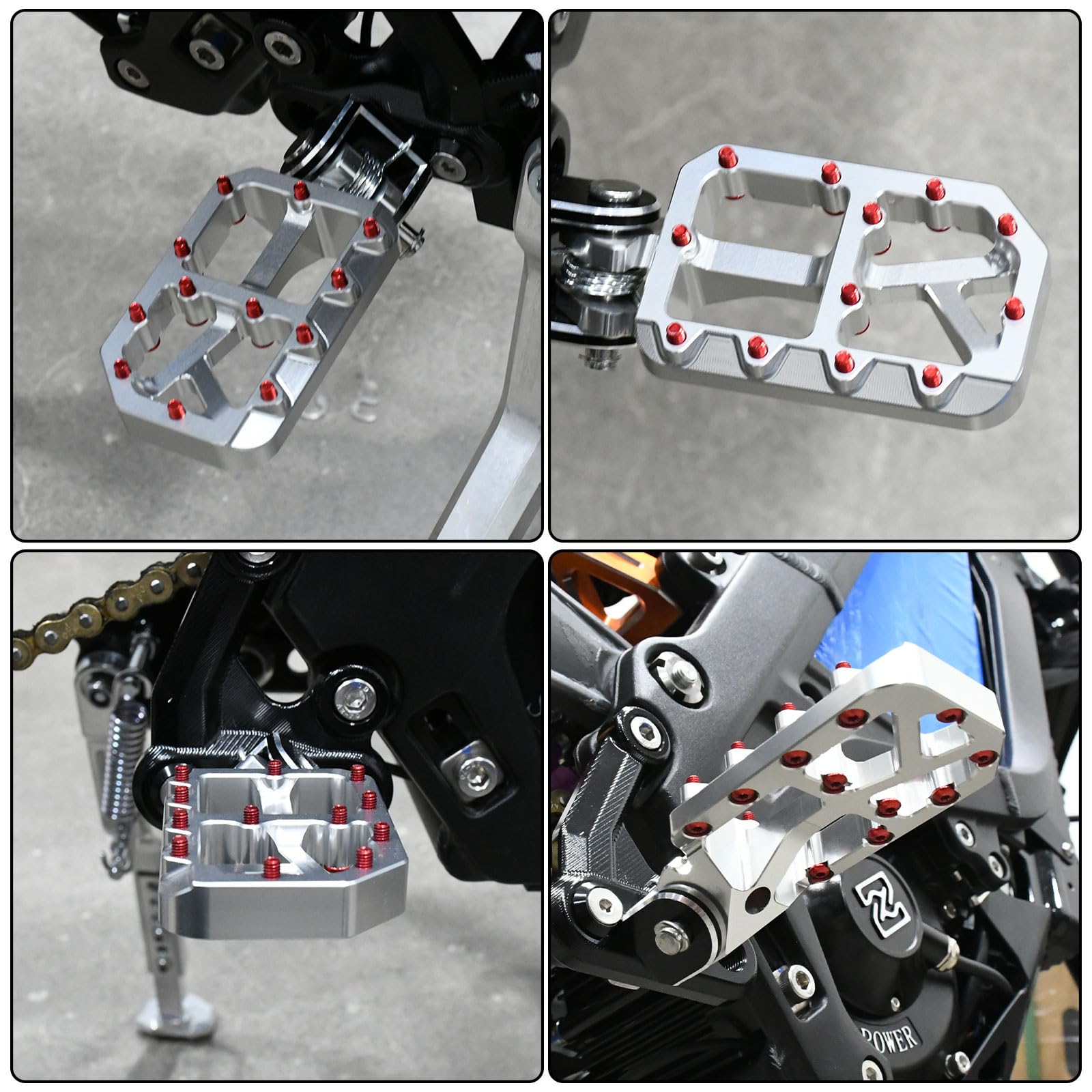 Dirt Bike Foot Pegs for Ebike Surron Light Bee X S, Color Prickly Peg,Motorcycle Aluminum Alloy Pedal for Segway X160 X260/Talaria X3 X4/E Ride PRO SS,Black Body with Dazzling Spikes