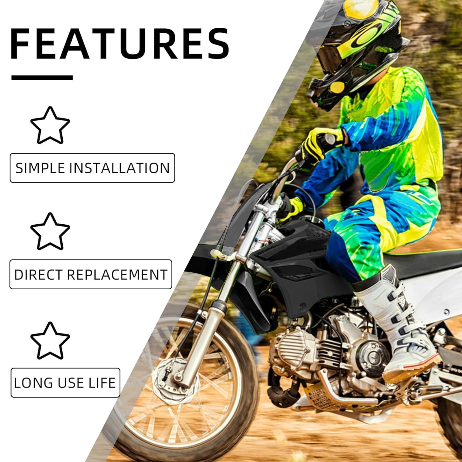 Plastics Kit for KLX110,Dirt Bike Fairing Body Work Set Mudguard with Number Plate for Pit Bike KLX 110 2010-2025/KLX 110L 2010-2024 Black