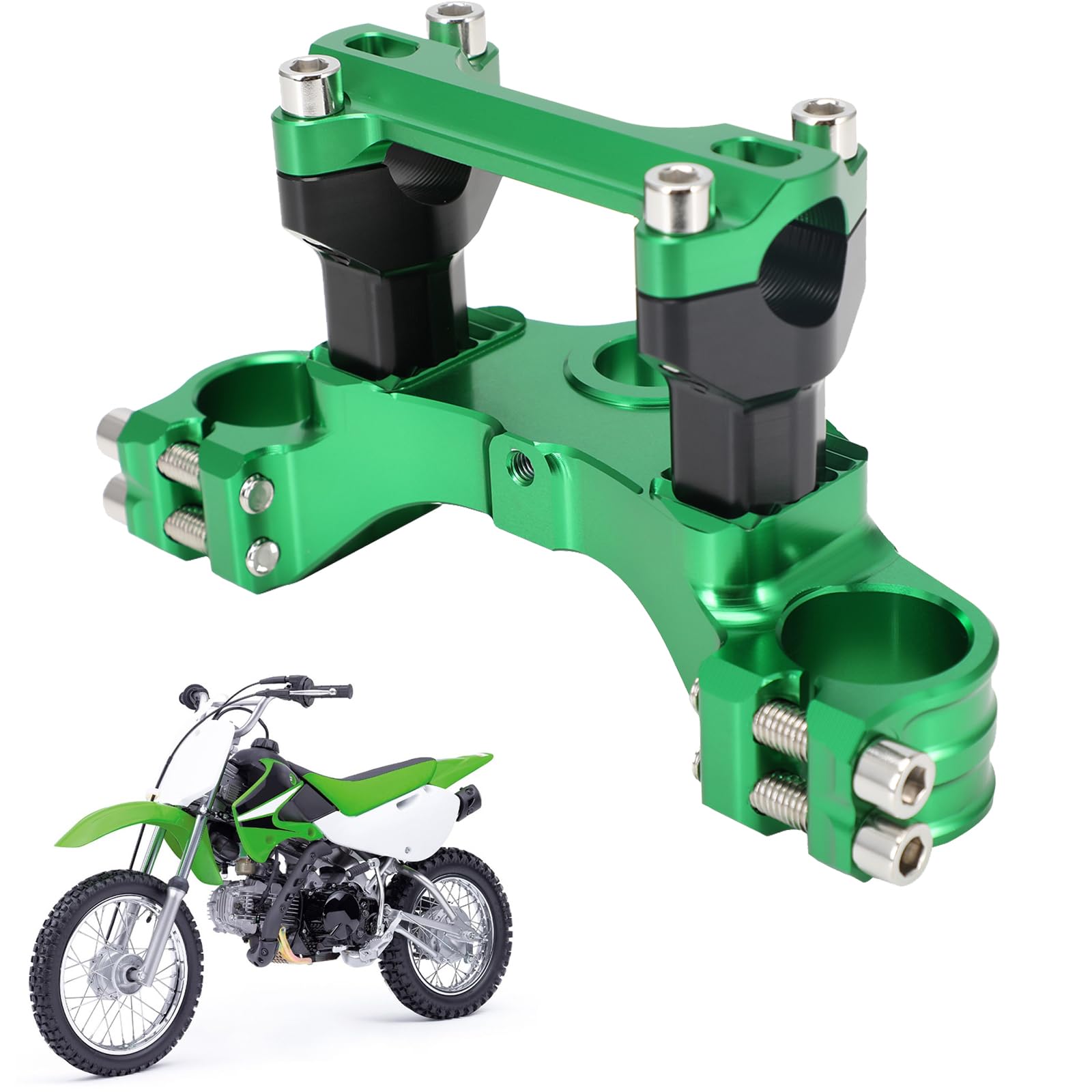 Motorcycle Top Triple Clamp 7/8" 22MM Upper Triple Tree Bar Mount with Risers Set CNC for CRF110 CRF110F 2013-2024 CRF125F CRF125FB 2019-2024 CRF 110F 125F 125FB Red