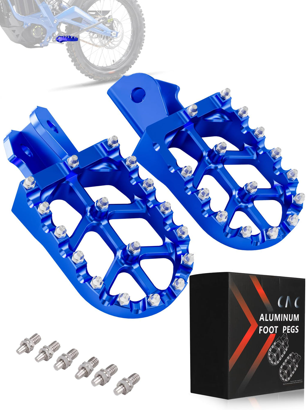 JFG RACING Dirt Bike Foot Pegs,7075 Aluminum CNC Pedals Rests for Surron Light Bee X and S/E Ride Pro SS/CRF150F CRF230F 03-19/CRF250F 19-24/XR150L 15-24/KDX200 83-94-Red
