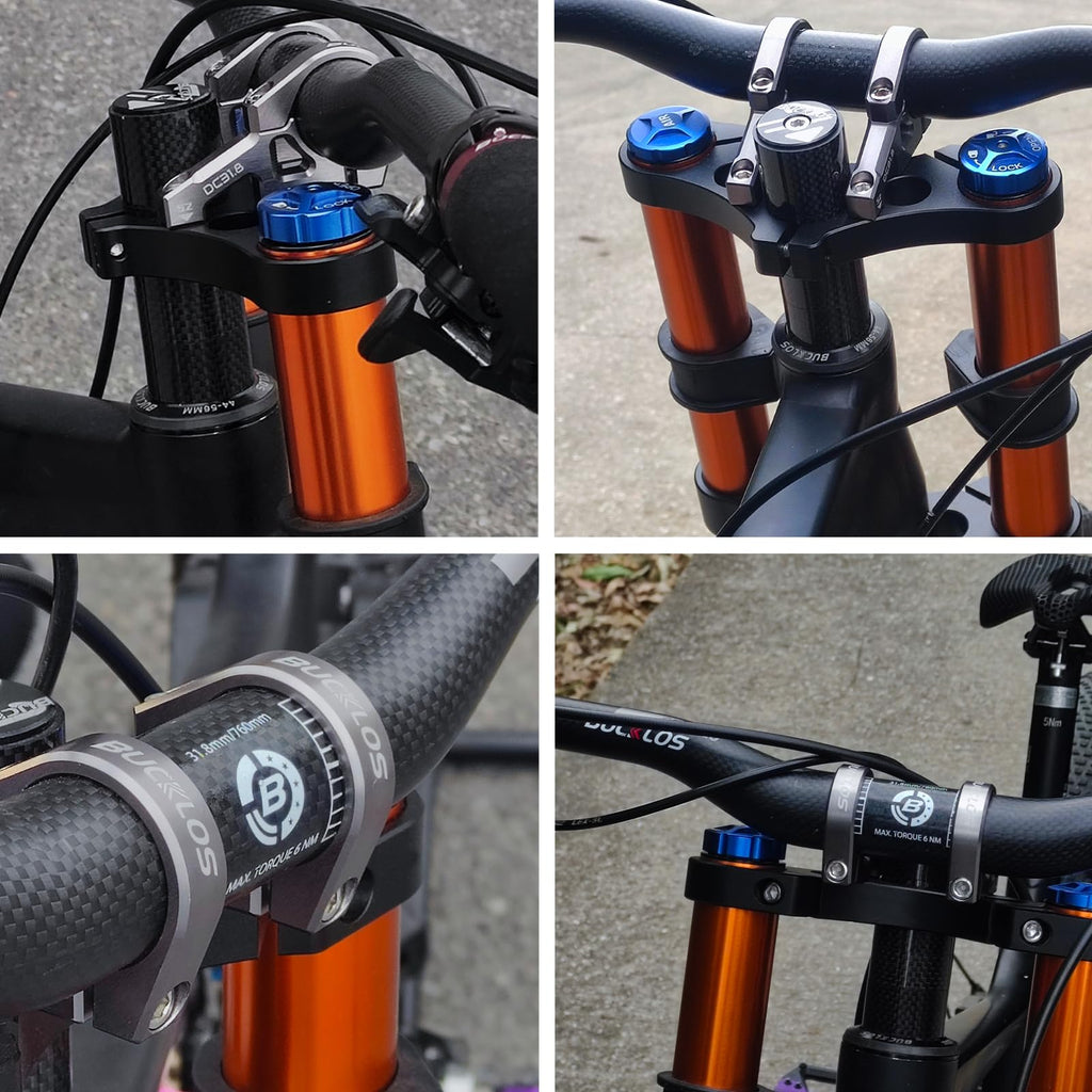 BUCKLOS Direct Mount Mountain Bike Stem 31.8mm 35mm Bar Clamp for Dual Crown Forks, 2 Pieces Lightweight Split Design MTB Stem for Downhill, All Mountain, Enduro, Freeride