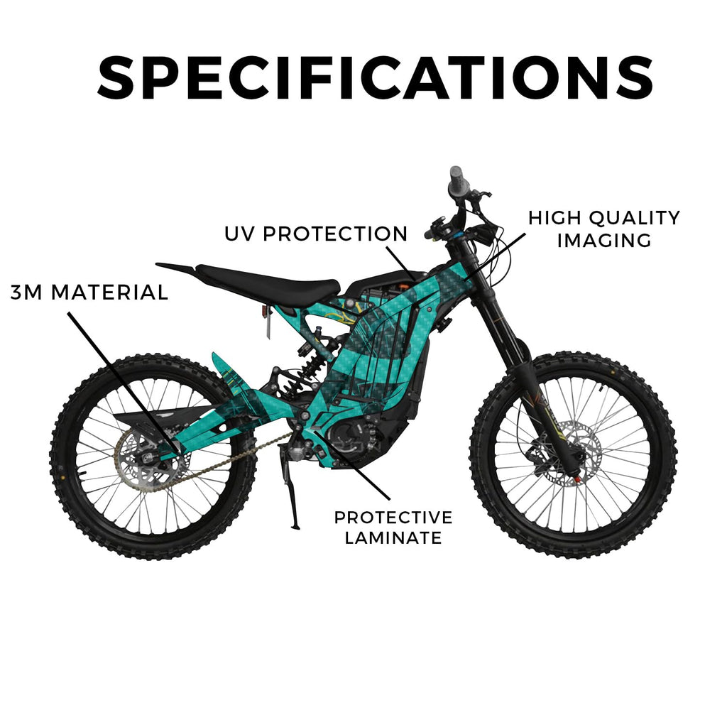 Glossy Glitter Surron Ultra Bee Graphics Kit Wrap - Blue Hex Parts - Sur-Ron Skin - Premium 3M Vinyl Protective Wrap Decal Cover - Easy to Apply | Crafted in The USA by MightySkins