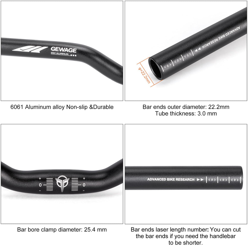 31.8 Bike Handlebar - 25mm, 55mm, 70mm, 90mm,120mm Riser Handlebar - 780mm Aluminium Alloy Mountain Bike Bicycle Handlebars (31.8-120mm Rise)