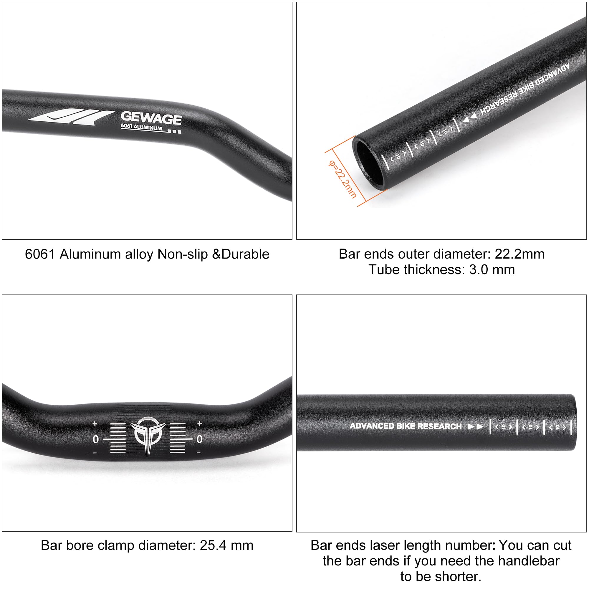 31.8 Bike Handlebar - 25mm, 55mm, 70mm, 90mm,120mm Riser Handlebar - 780mm Aluminium Alloy Mountain Bike Bicycle Handlebars (31.8-120mm Rise)