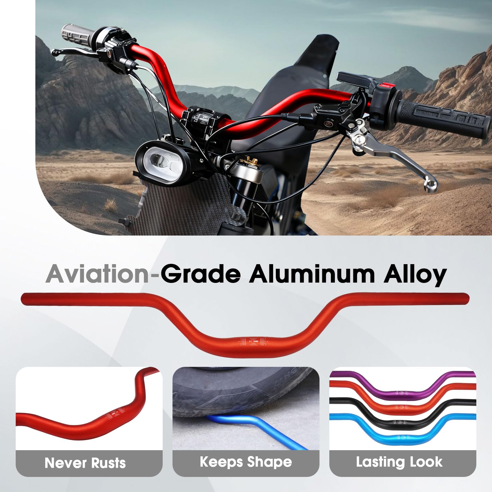 Motorcycle Heighten Handlebar 7/8" 22mm Handle Bar 4MM Thickness CNC for Surron Sur Ron LBX Talaria Sting MX3/R MX4 Talaria XXX E-Ride Pro SR S SS 2.0 3.0 Ventus One Rawrr Mantis Blue