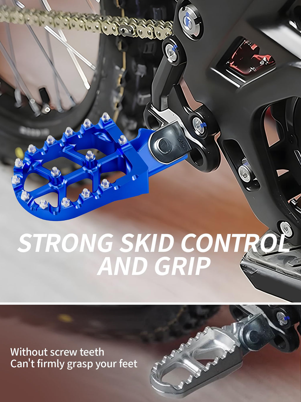 JFG RACING Dirt Bike Foot Pegs,7075 Aluminum CNC Pedals Rests for Surron Light Bee X and S/E Ride Pro SS/CRF150F CRF230F 03-19/CRF250F 19-24/XR150L 15-24/KDX200 83-94-Red