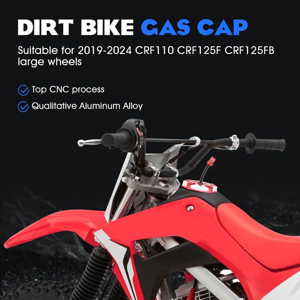 Dirt Bike Gas Fuel Tank Cap Cover with Vent Hose CNC for CRF 110 125F CRF110 CRF125F CRF125FB Big Wheel 2019-2024 Red