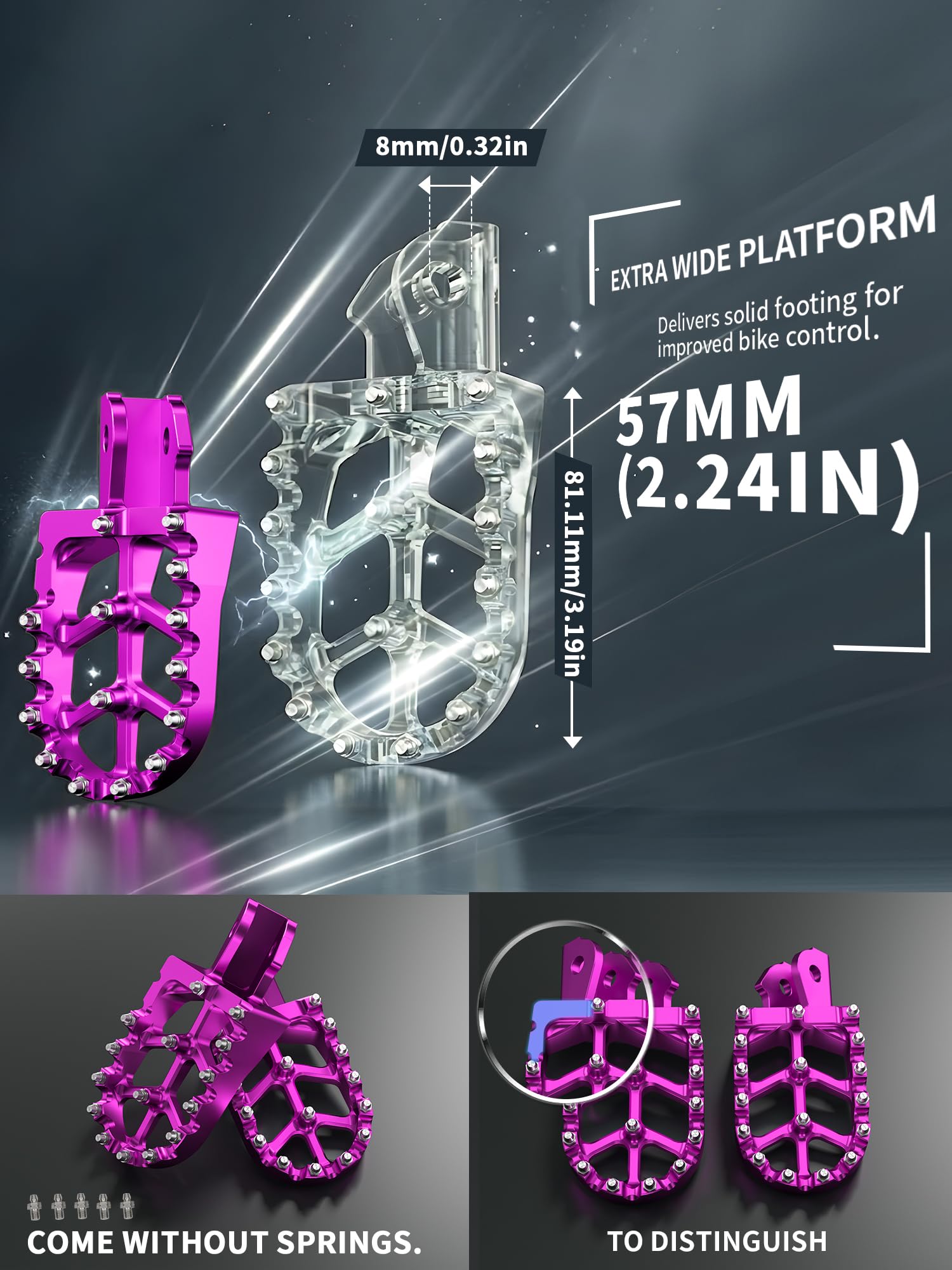 JFG RACING Dirt Bike Foot Pegs,7075 Aluminum CNC Pedals Rests for Surron Light Bee X and S/E Ride Pro SS/CRF150F CRF230F 03-19/CRF250F 19-24/XR150L 15-24/KDX200 83-94-Red