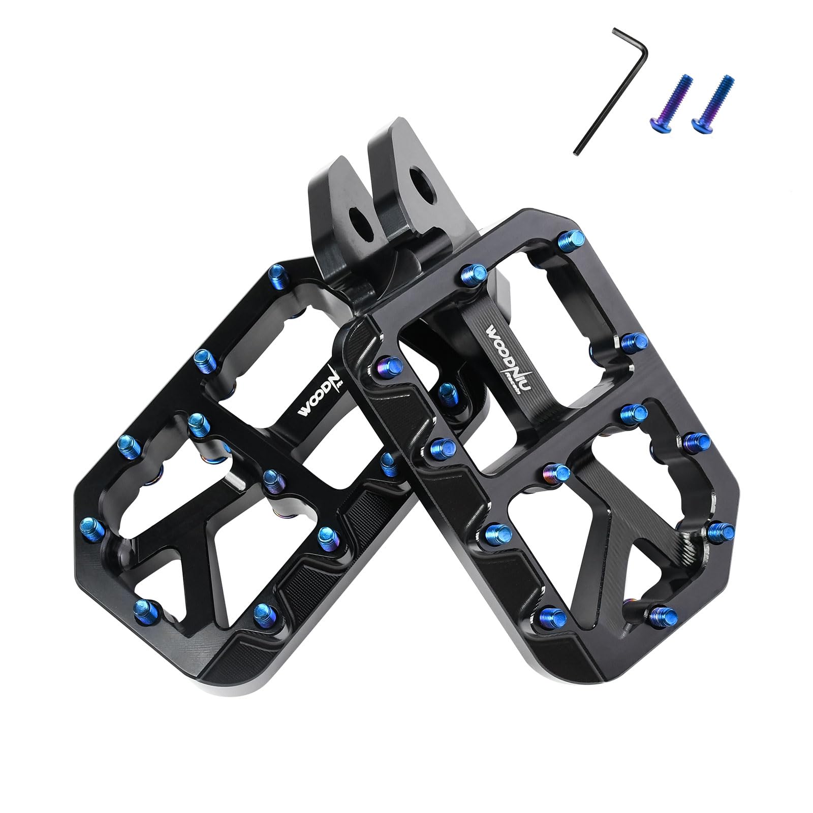 Dirt Bike Foot Pegs for Ebike Surron Light Bee X S, Color Prickly Peg,Motorcycle Aluminum Alloy Pedal for Segway X160 X260/Talaria X3 X4/E Ride PRO SS,Black Body with Dazzling Spikes