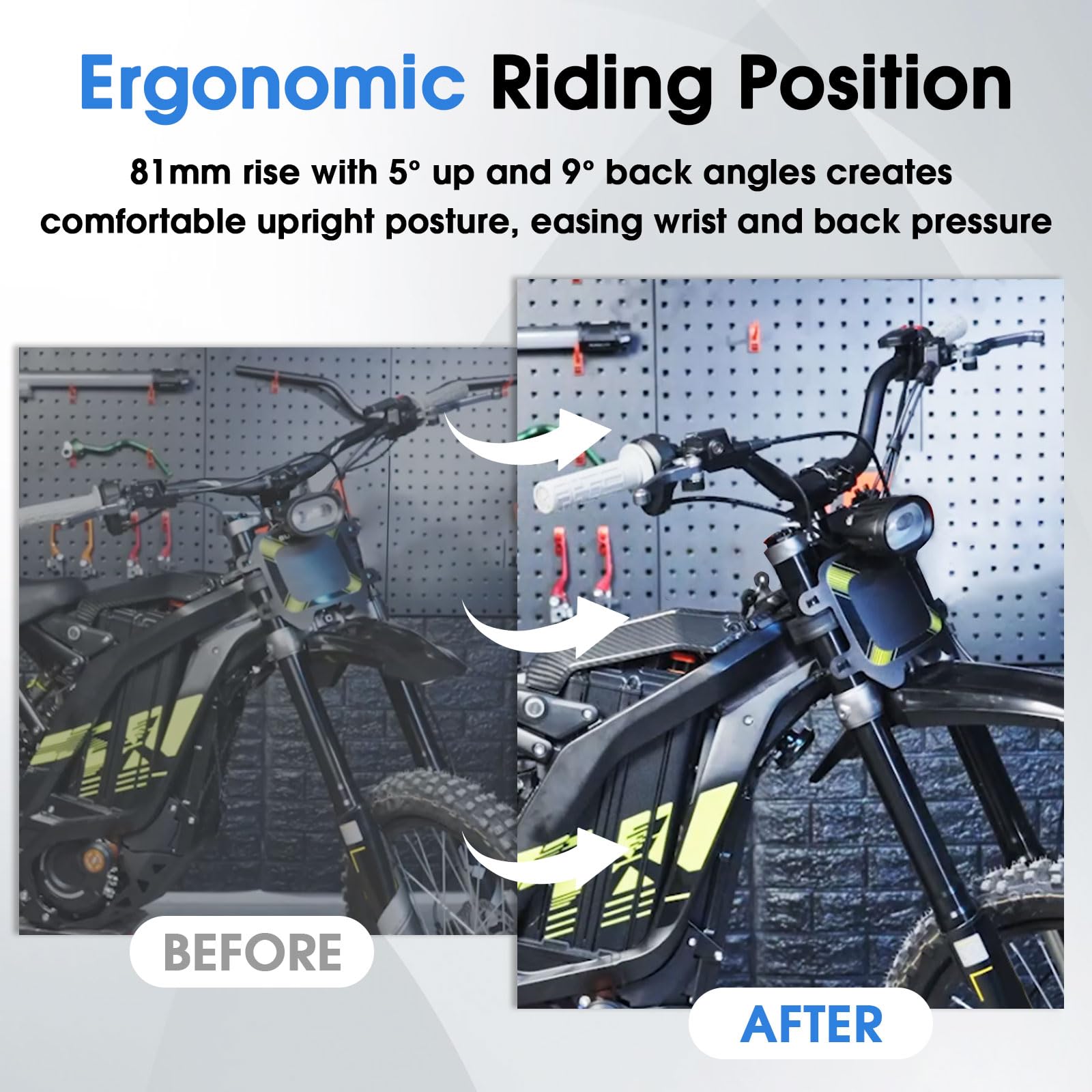 Motorcycle Heighten Handlebar 7/8" 22mm Handle Bar 4MM Thickness CNC for Surron Sur Ron LBX Talaria Sting MX3/R MX4 Talaria XXX E-Ride Pro SR S SS 2.0 3.0 Ventus One Rawrr Mantis Blue