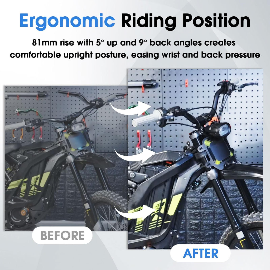 Motorcycle Heighten Handlebar 7/8" 22mm Handle Bar 4MM Thickness CNC for Surron Sur Ron LBX Talaria Sting MX3/R MX4 Talaria XXX E-Ride Pro SR S SS 2.0 3.0 Ventus One Rawrr Mantis Blue
