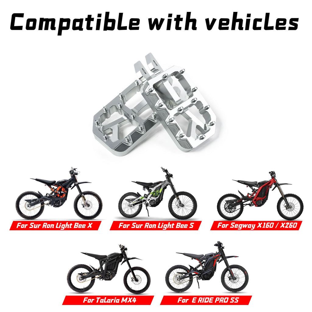 Dirt Bike Foot Pegs for Ebike Surron Light Bee X S, Color Prickly Peg,Motorcycle Aluminum Alloy Pedal for Segway X160 X260/Talaria X3 X4/E Ride PRO SS,Black Body with Dazzling Spikes