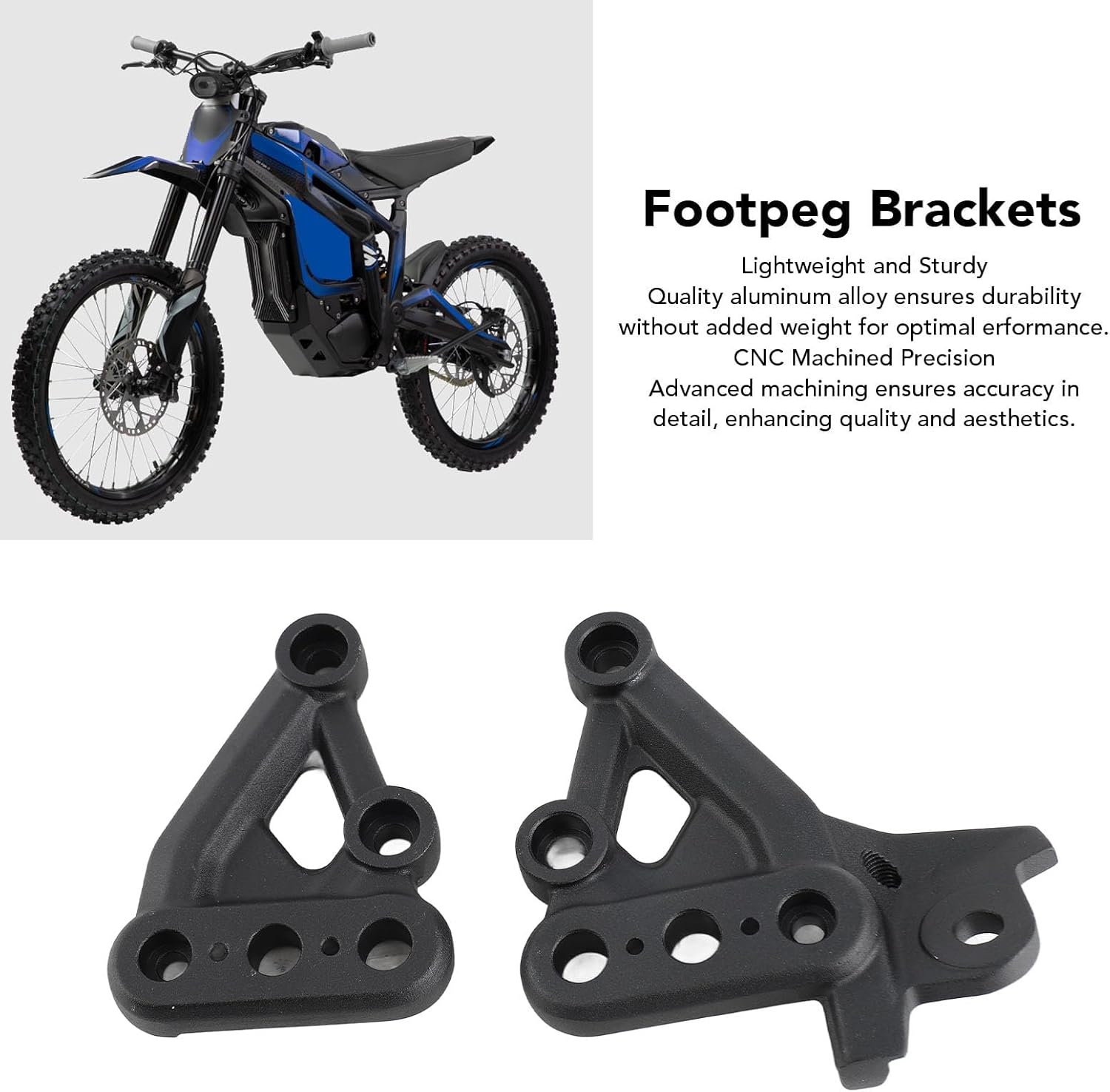 Foot Peg Brackets Replacement, Electric Dirt Bike CNC Motorcycle FootPeg Pedal Bracket Compatible with for Talaria Sting X3 MX3 MX4, Black