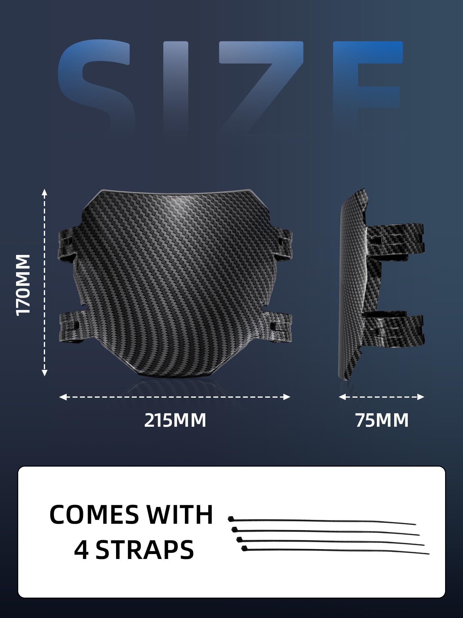 Universal Ebike Electric Dirt Bike Number Plate with Straps-Black | E Bike Front License for Yozma IN10/Surron Light Bee/Taparia Sting/Eride Pro,for Ridstar Q20/TST R002/Macfox