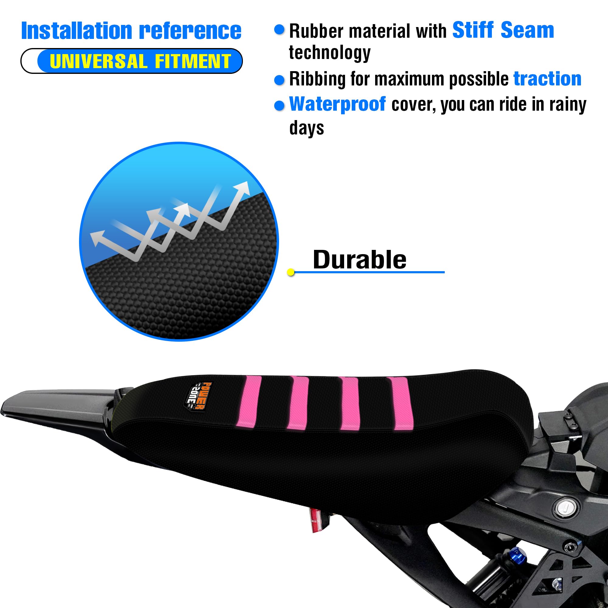 Gripper Dirt Bike Seat Cover for Sur Ron Light Bee X/S, Motorcycle Electric Bike Seat Covers (Black-White)
