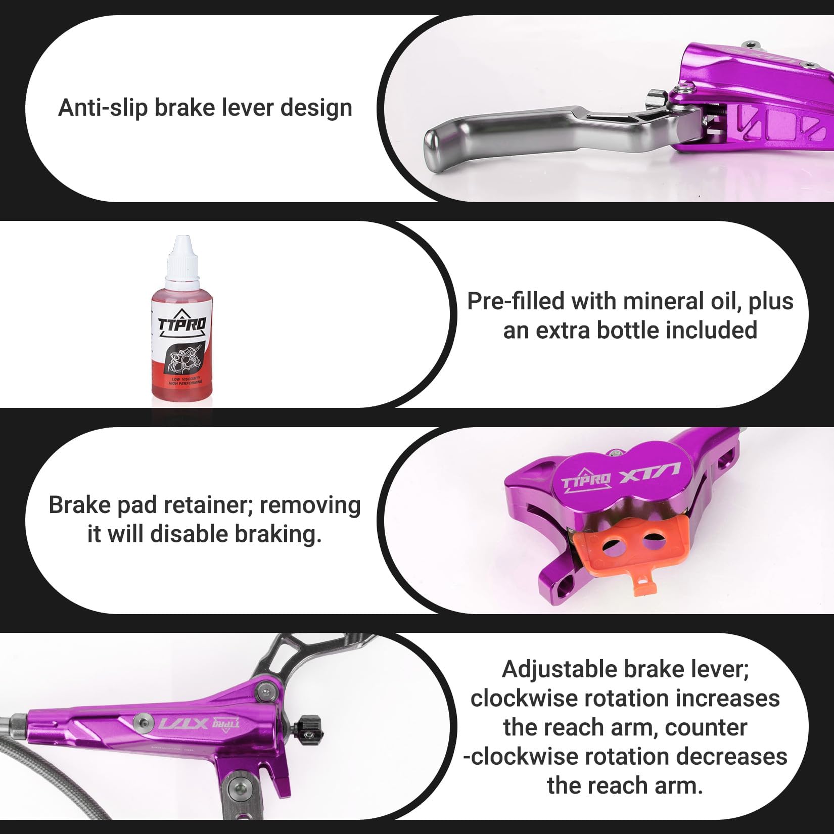 Front Rear Brake Kit for Sur-Ron, PSLER Upgraded Front Rear Brake Kit for Sur Ron Light Bee X Segway X160 X260 for Talaria XXX for Talaria Sting MX3 R MX4 for 79Bike Falcon M/E Ride Pro SS (Purple)