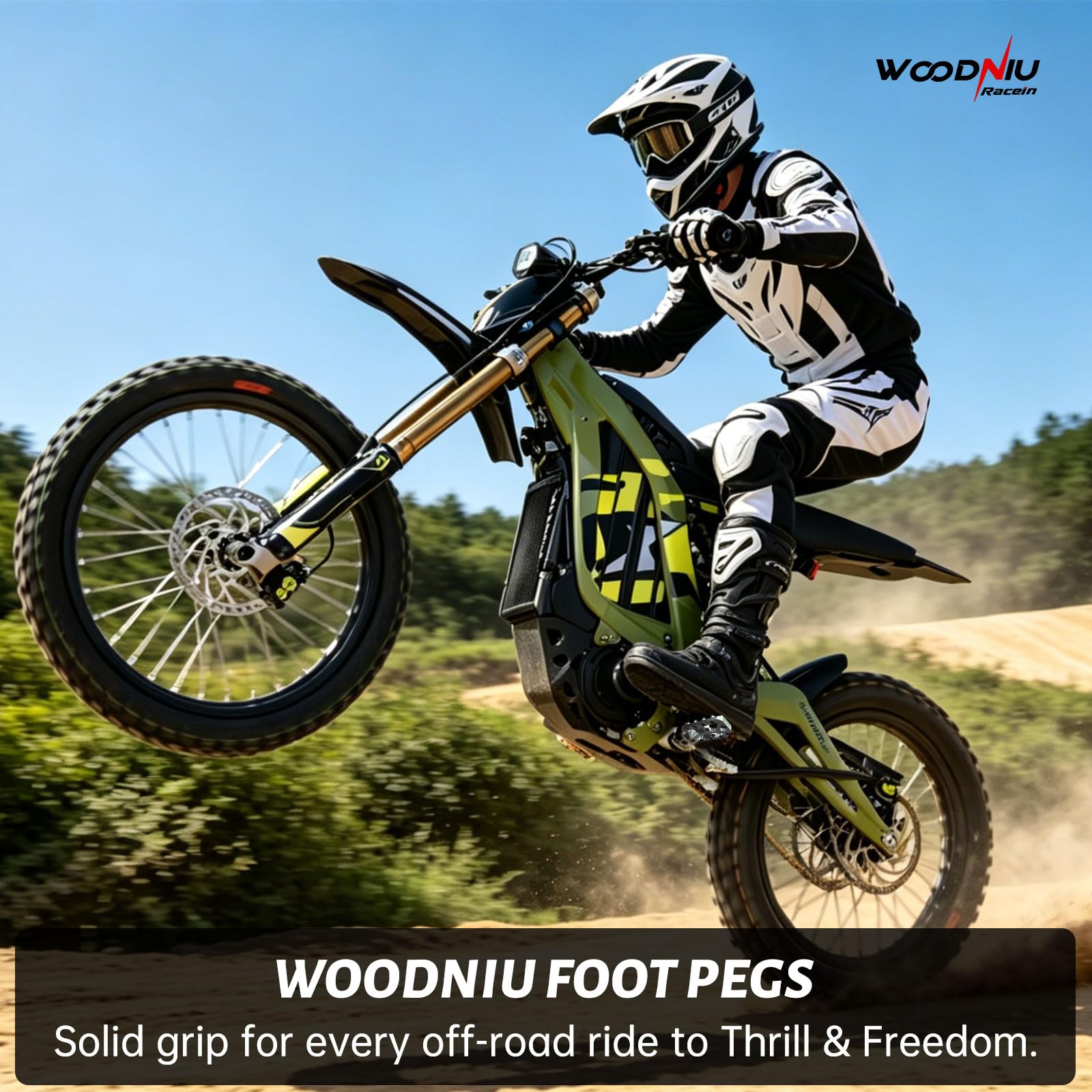 Dirt Bike Foot Pegs for Ebike Surron Light Bee X S, Color Prickly Peg,Motorcycle Aluminum Alloy Pedal for Segway X160 X260/Talaria X3 X4/E Ride PRO SS,Black Body with Dazzling Spikes