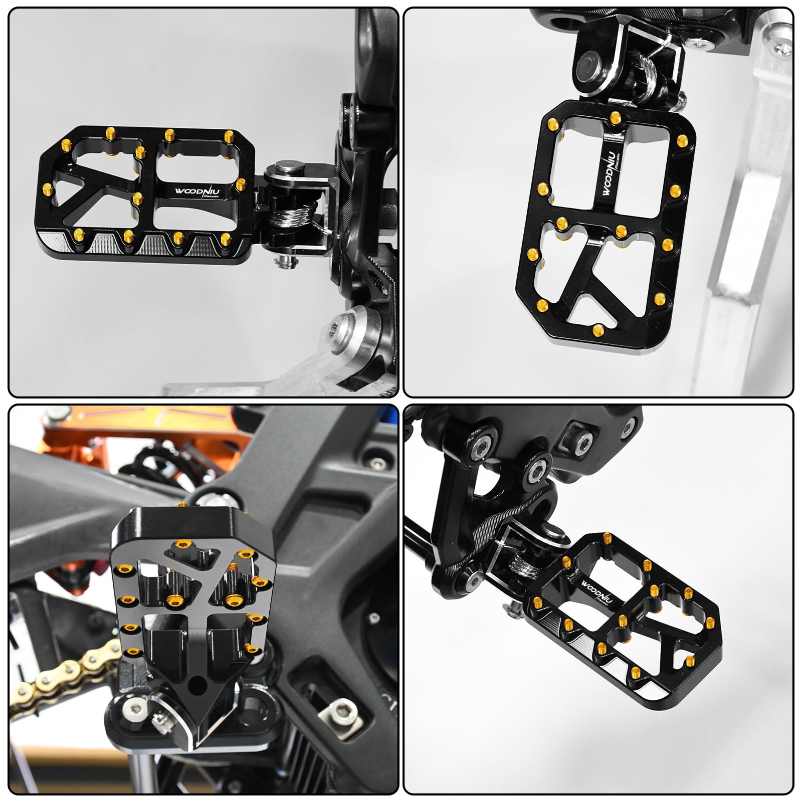 Dirt Bike Foot Pegs for Ebike Surron Light Bee X S, Color Prickly Peg,Motorcycle Aluminum Alloy Pedal for Segway X160 X260/Talaria X3 X4/E Ride PRO SS,Black Body with Dazzling Spikes