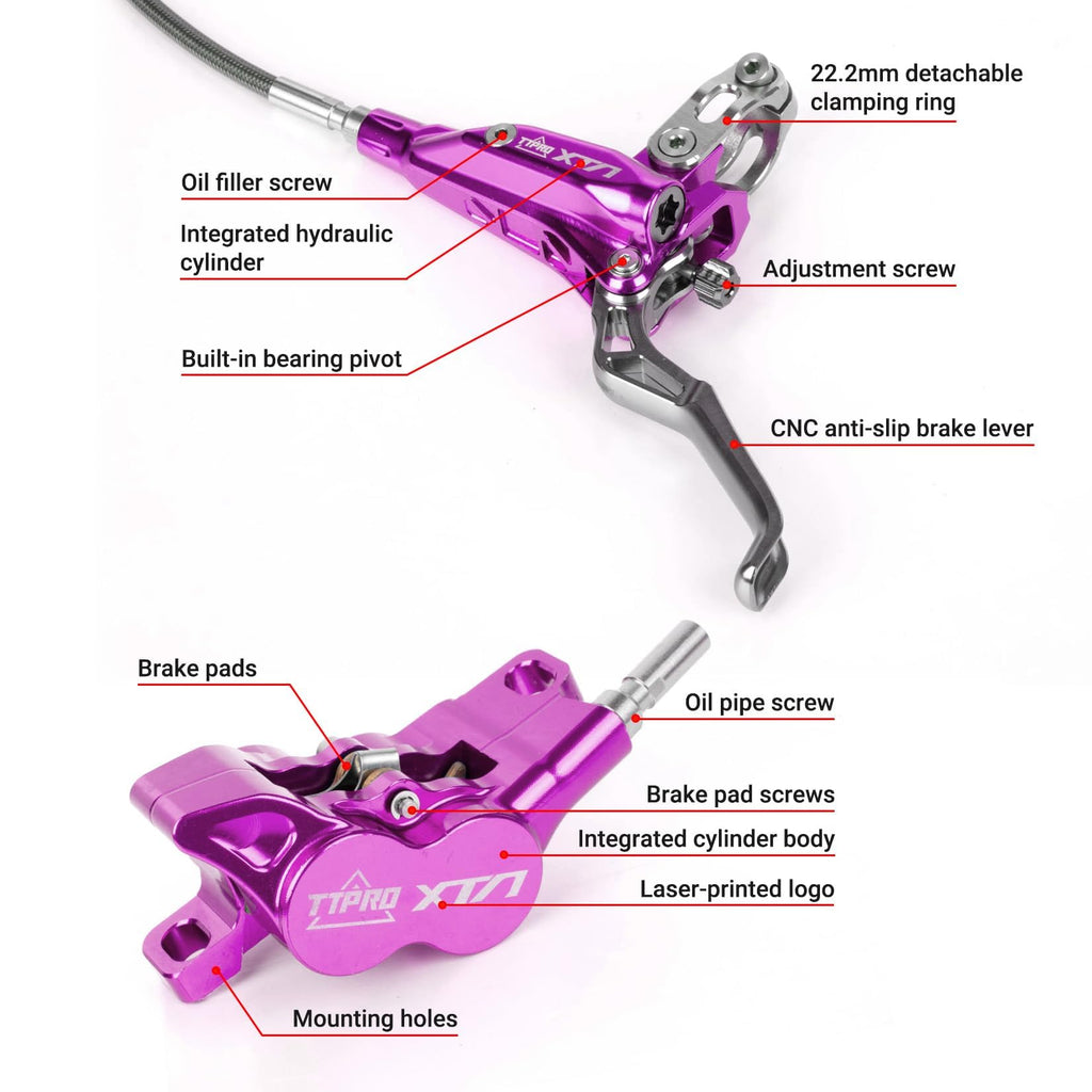 Front Rear Brake Kit for Sur-Ron, PSLER Upgraded Front Rear Brake Kit for Sur Ron Light Bee X Segway X160 X260 for Talaria XXX for Talaria Sting MX3 R MX4 for 79Bike Falcon M/E Ride Pro SS (Purple)