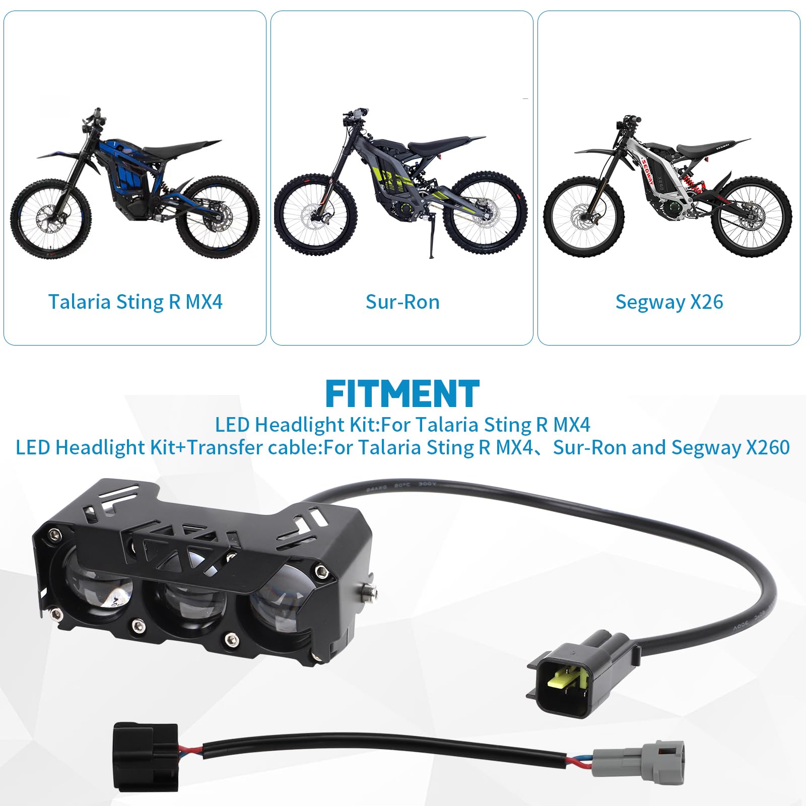 Headlight Kill Switch kits for Talaria Sting R MX4 Plug and Play Help Save Battery with Blue led Halo and Plugs Headlight On/Off Switch