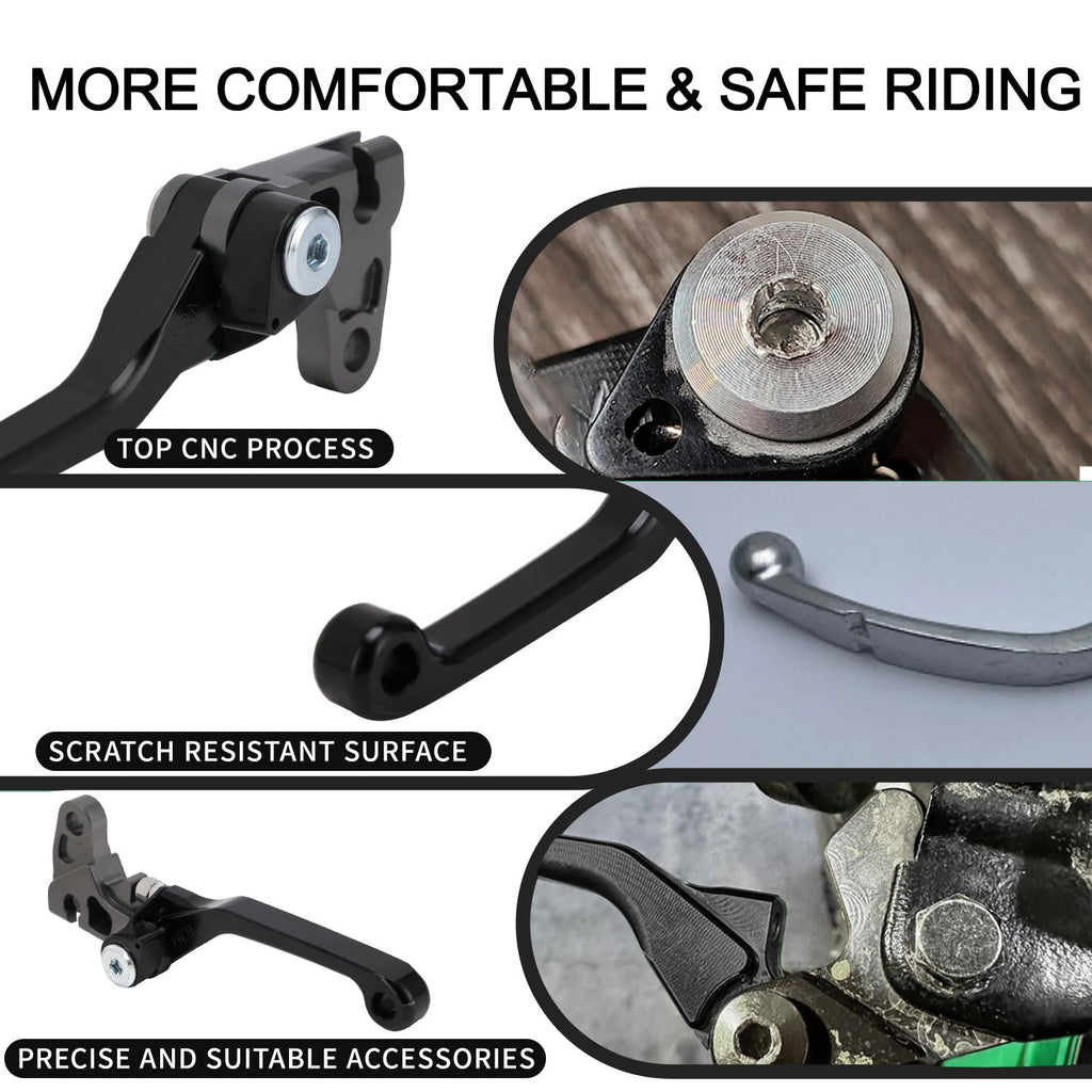 Brake Clutch Levers for KLX 110 KLX110 2002-2025 KLX110L 2010-2025 Dirt Pit Bike Adjustable CNC Lever Pivot Set Secure Vibrant Anodized Green
