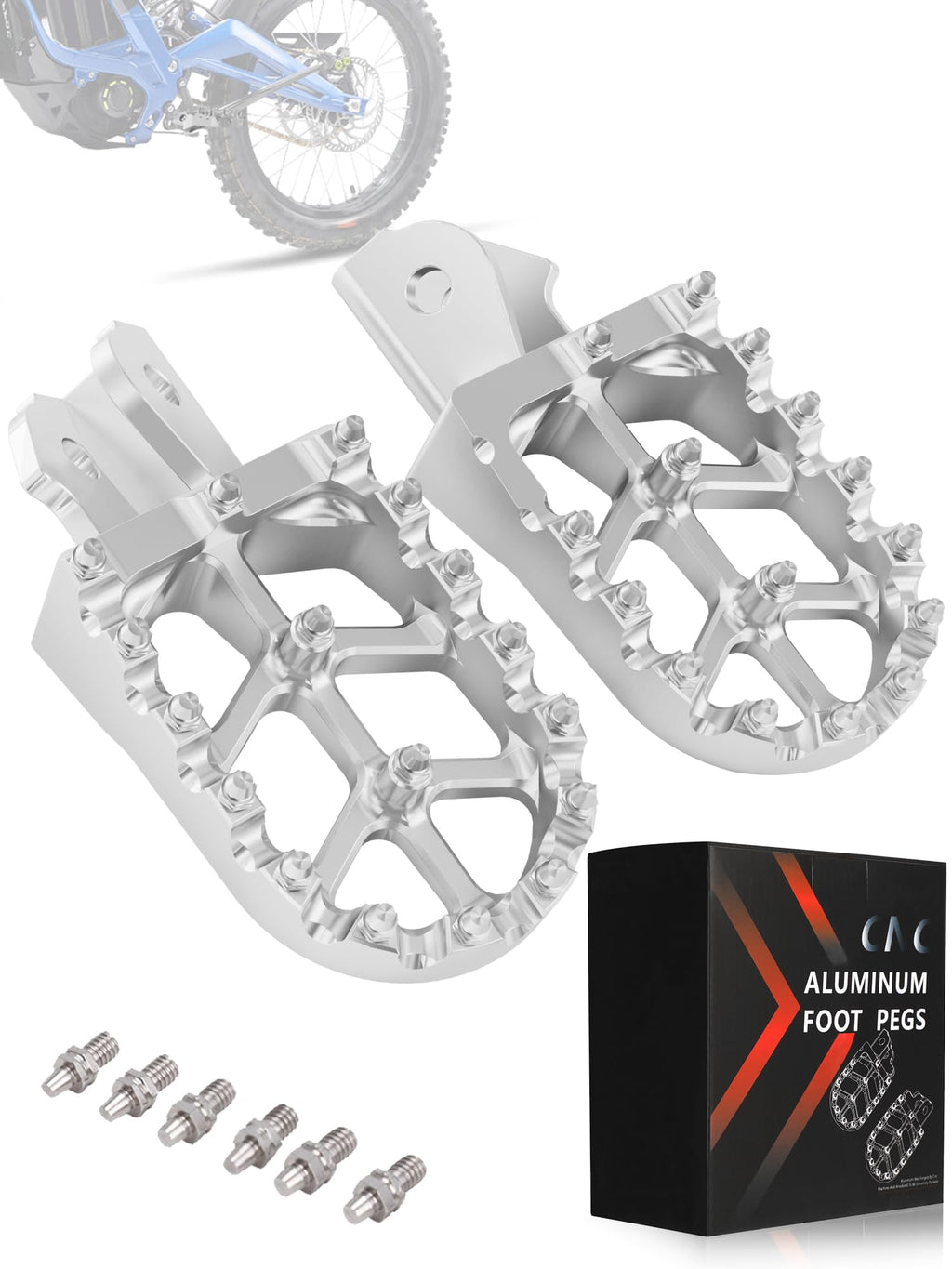 JFG RACING Dirt Bike Foot Pegs,7075 Aluminum CNC Pedals Rests for Surron Light Bee X and S/E Ride Pro SS/CRF150F CRF230F 03-19/CRF250F 19-24/XR150L 15-24/KDX200 83-94-Red