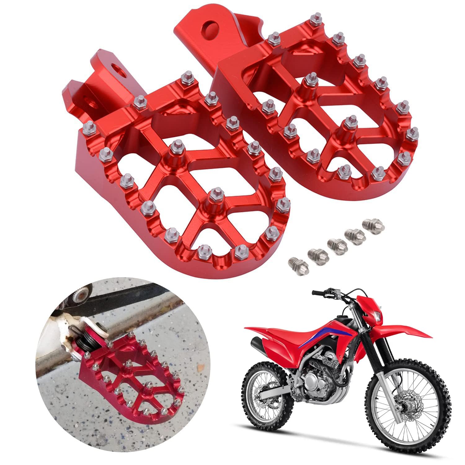 AnXin Dirt Bike Foot Pegs Motorcycle Footpegs Foot Pedals Rests CNC For CRF 110 CRF110F 2013-2022 CRF125F 2014-2023 Dirt Pit Bike Silver