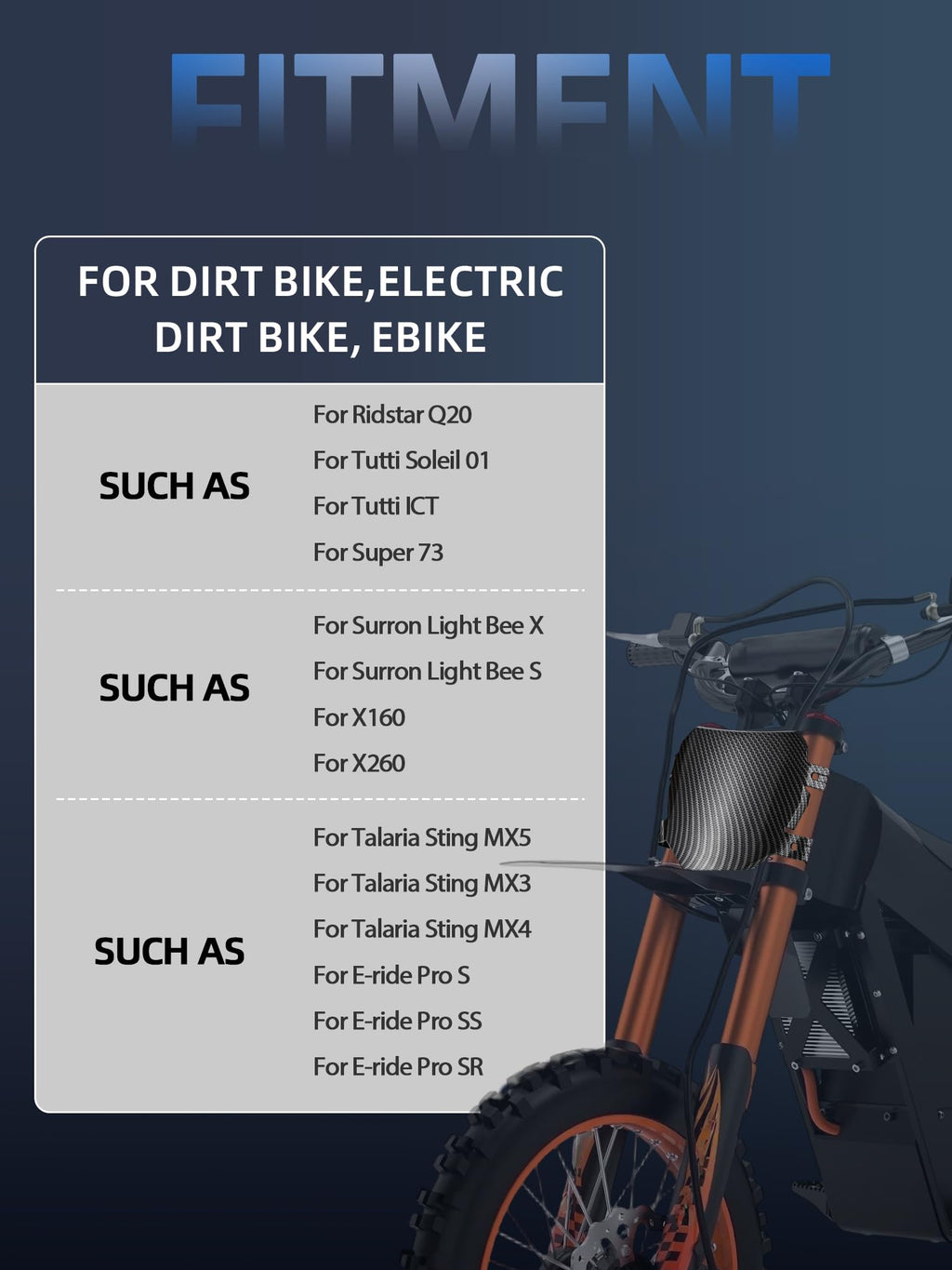 Universal Ebike Electric Dirt Bike Number Plate with Straps-Black | E Bike Front License for Yozma IN10/Surron Light Bee/Taparia Sting/Eride Pro,for Ridstar Q20/TST R002/Macfox
