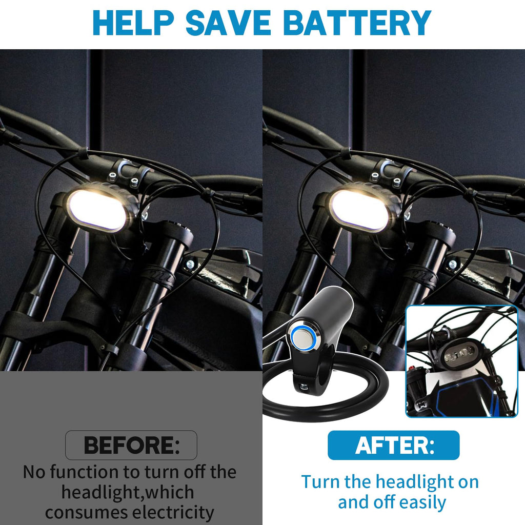 Headlight Kill Switch kits for Talaria Sting R MX4 Plug and Play Help Save Battery with Blue led Halo and Plugs Headlight On/Off Switch