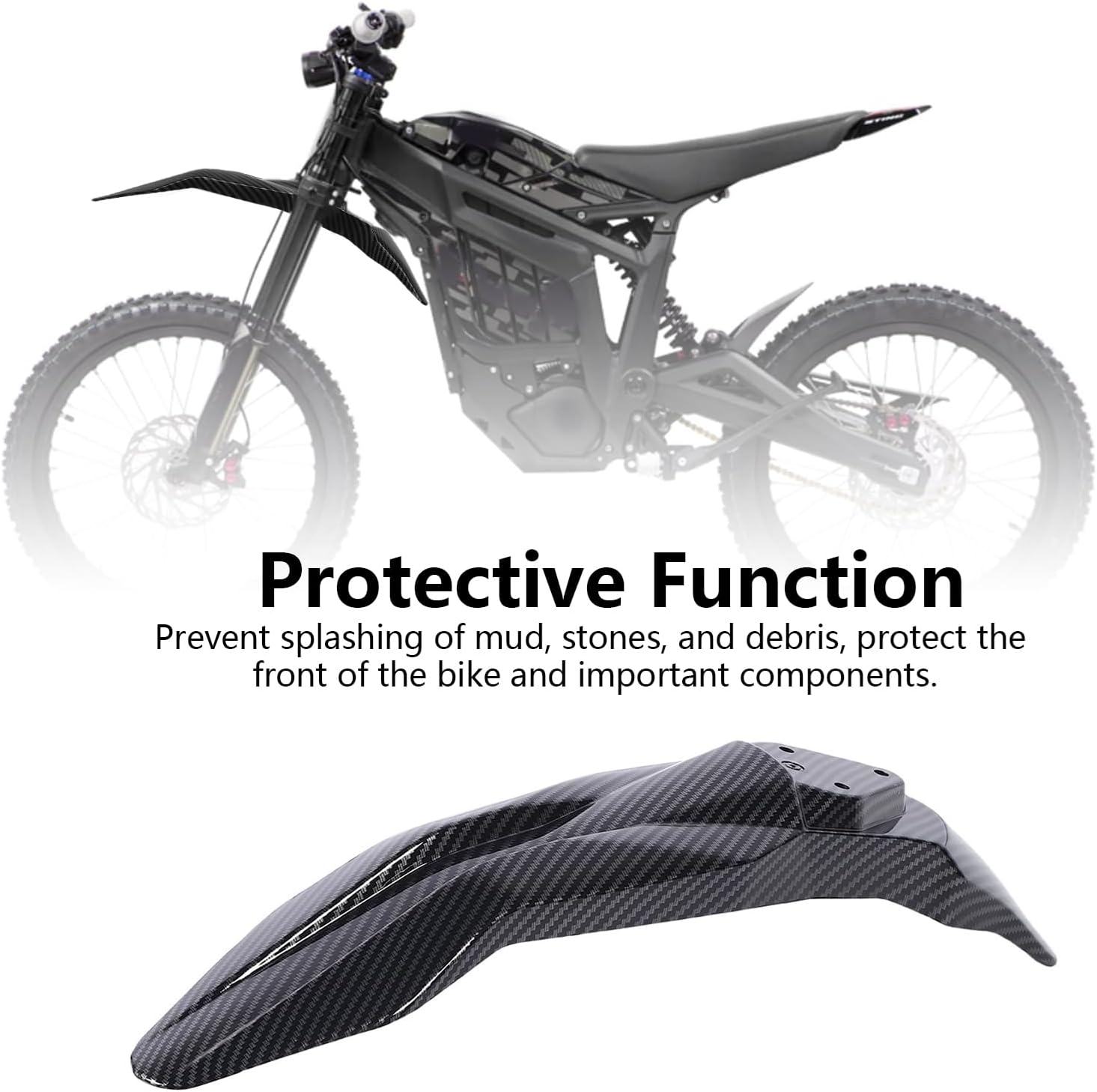 Pomya Motorcycle Front Mudguard, Carbon Fiber Style ABS Front Splash Guard Fender with Impact Proof Design Replacement for Talaria Sting X3 MX3 MX4