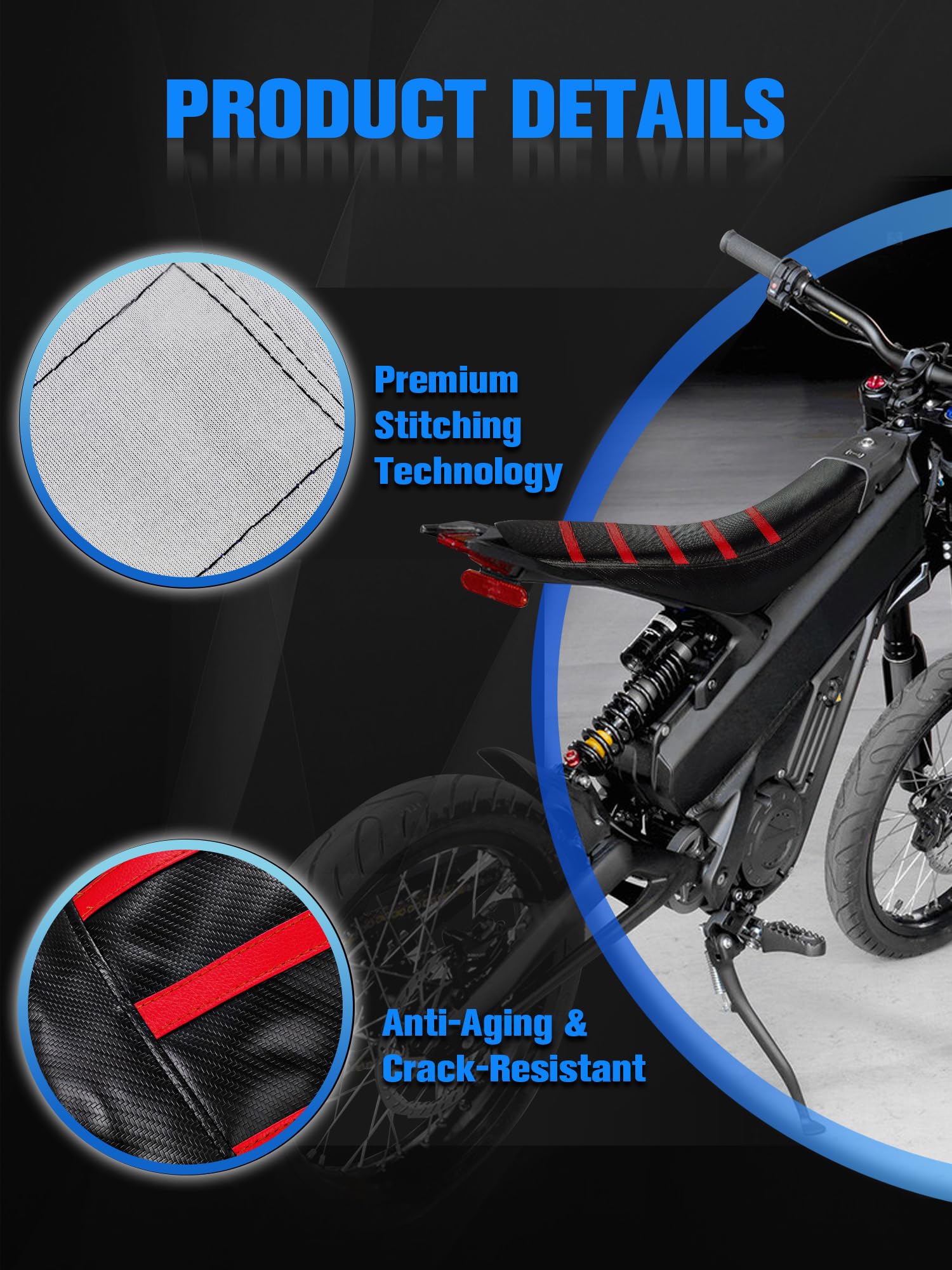 Dirt Bike Seat Cover Ribbed Soft Seat Cover for Talaria XXX X3 Electric Dirt Bike Ebike Red
