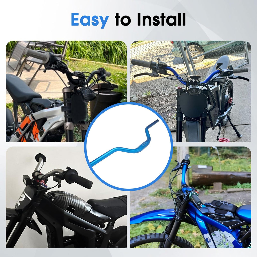 Motorcycle Heighten Handlebar 7/8" 22mm Handle Bar 4MM Thickness CNC for Surron Sur Ron LBX Talaria Sting MX3/R MX4 Talaria XXX E-Ride Pro SR S SS 2.0 3.0 Ventus One Rawrr Mantis Blue