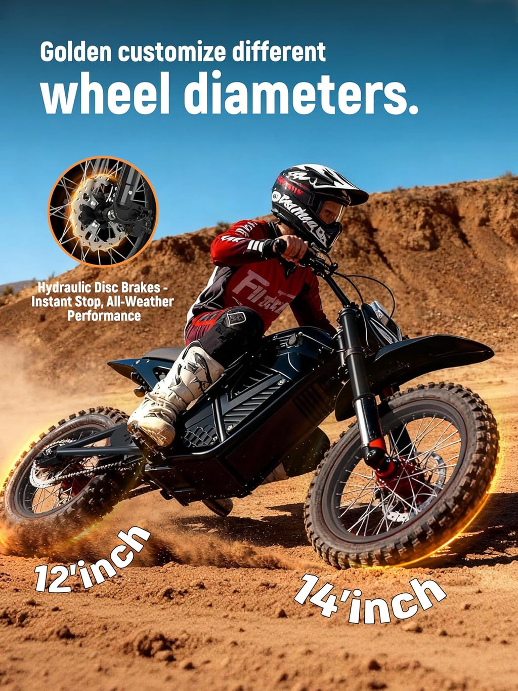 ESKUTE Electric Dirt Bike for Teens Adults, Mid-Drive Motor 3500W Peak, Electric Motorcycle 48V23Ah Battery, Hydraulic Disc Brake，53Mile,38mph, Hydraulic Nitrogen Dual Shock Absorbers,Black