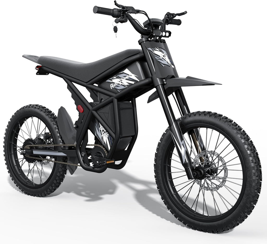 Bootime Upgraded Electric Dirt Bike for Teens 85+Miles Long Range Electric Bike for Adults 2500W Peak Motor 37MPH, 48V 36.4Ah Battery, Full Suspension, 3-Speed 25" Fat Tire Electric Motorcycle