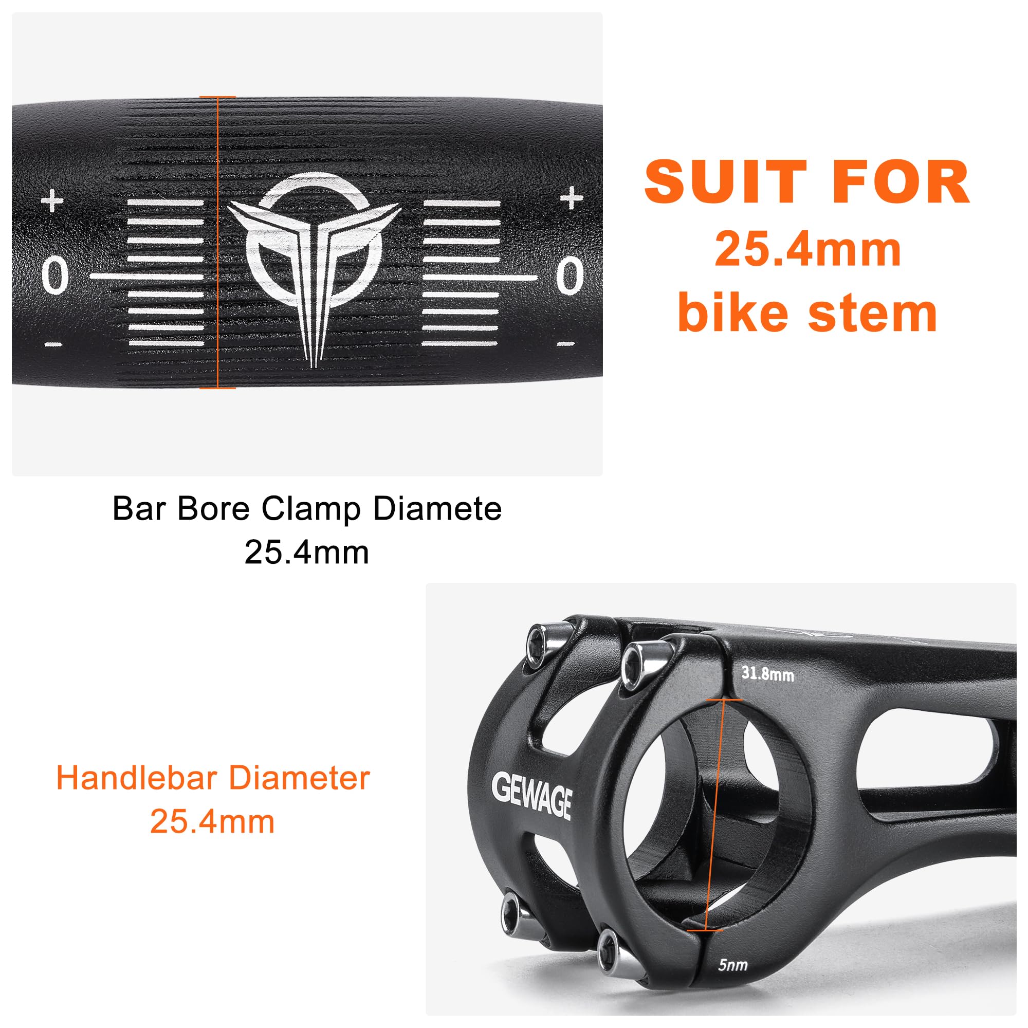 31.8 Bike Handlebar - 25mm, 55mm, 70mm, 90mm,120mm Riser Handlebar - 780mm Aluminium Alloy Mountain Bike Bicycle Handlebars (31.8-120mm Rise)