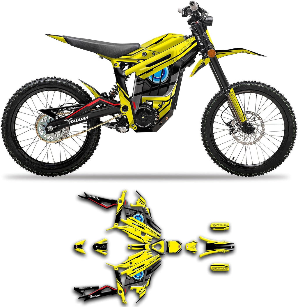 Personnalisée en Vinyle Graphique Kit Pour Talaria Dirt Bike Sting R (with front plate, Talaria fork), Jaune Noir, TLSTR4023N013-KOR