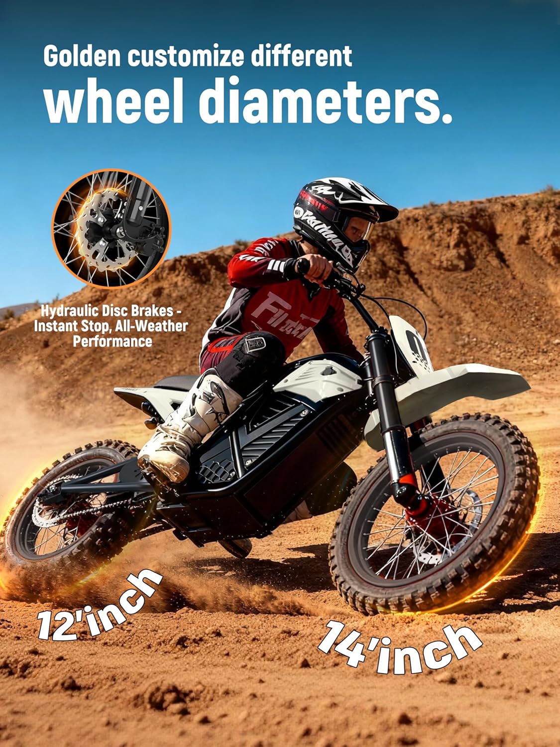 ESKUTE Electric Dirt Bike for Teens Adults, Mid-Drive Motor 3500W Peak, Electric Motorcycle 48V23Ah Battery, Hydraulic Disc Brake，53Mile,38mph, Hydraulic Nitrogen Dual Shock Absorbers,Black