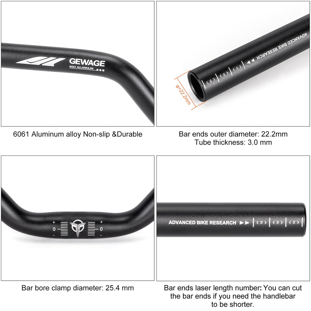 31.8 Bike Handlebar - 25mm, 55mm, 70mm, 90mm,120mm Riser Handlebar - 780mm Aluminium Alloy Mountain Bike Bicycle Handlebars (31.8-120mm Rise)