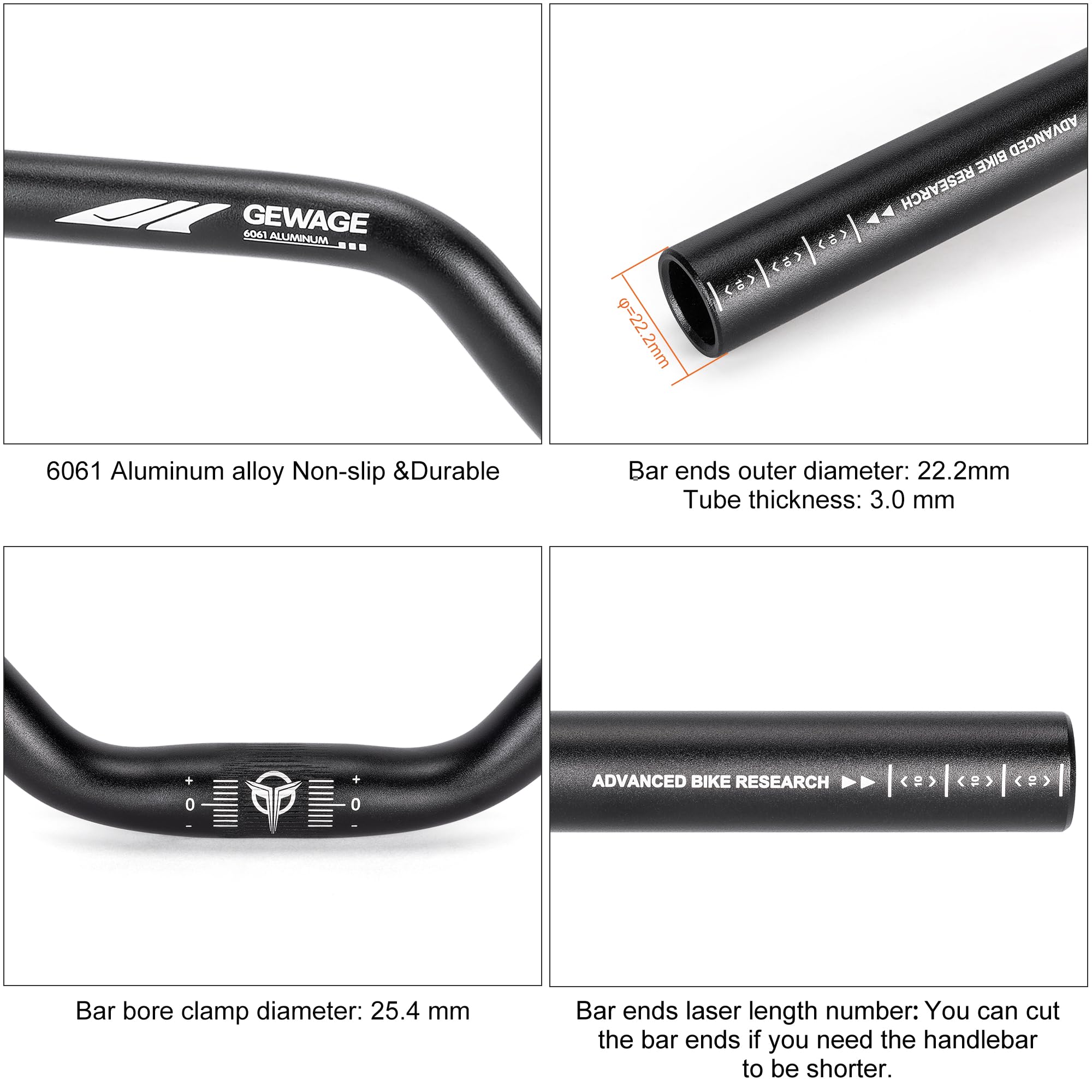 31.8 Bike Handlebar - 25mm, 55mm, 70mm, 90mm,120mm Riser Handlebar - 780mm Aluminium Alloy Mountain Bike Bicycle Handlebars (31.8-120mm Rise)