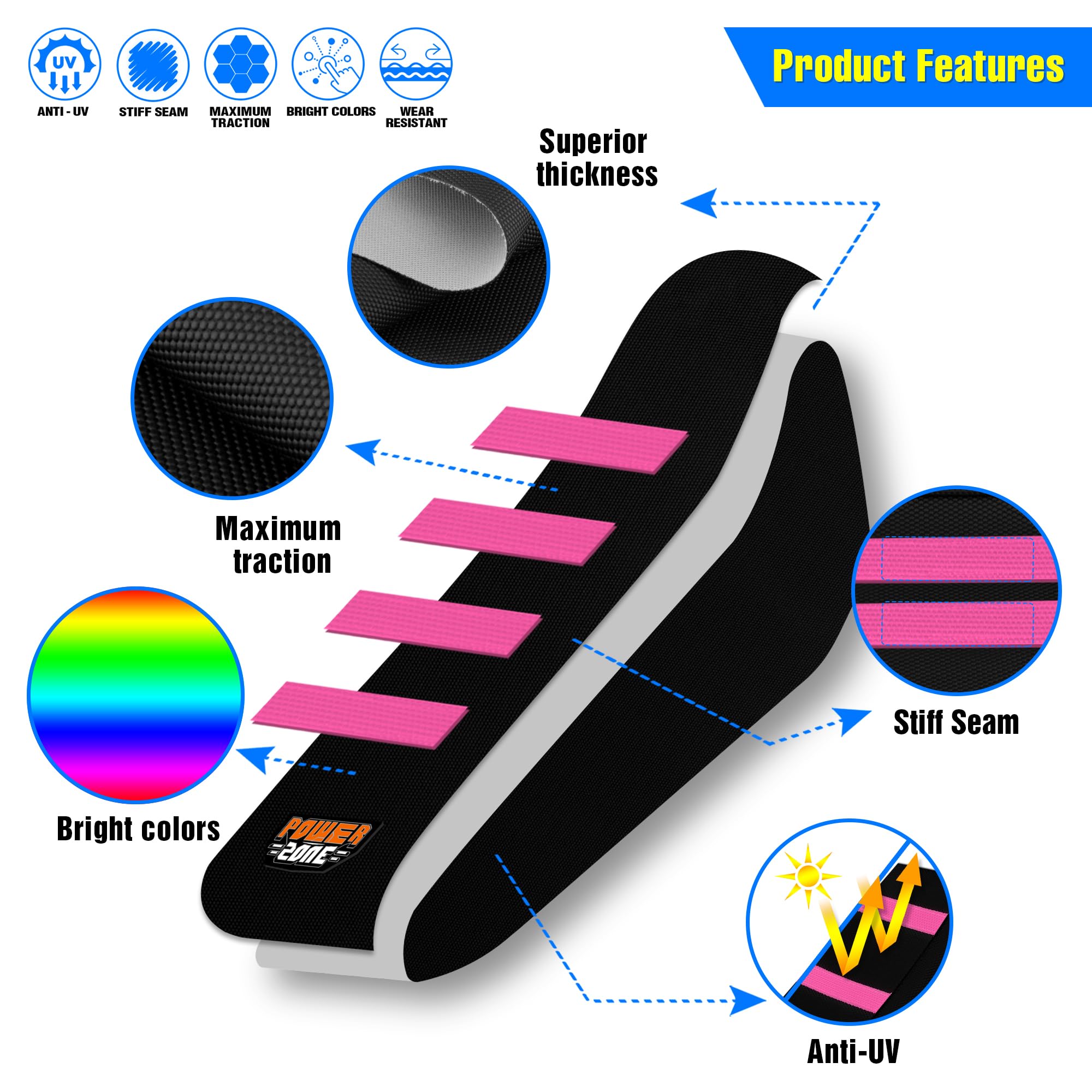 Gripper Dirt Bike Seat Cover for Sur Ron Light Bee X/S, Motorcycle Electric Bike Seat Covers (Black-White)