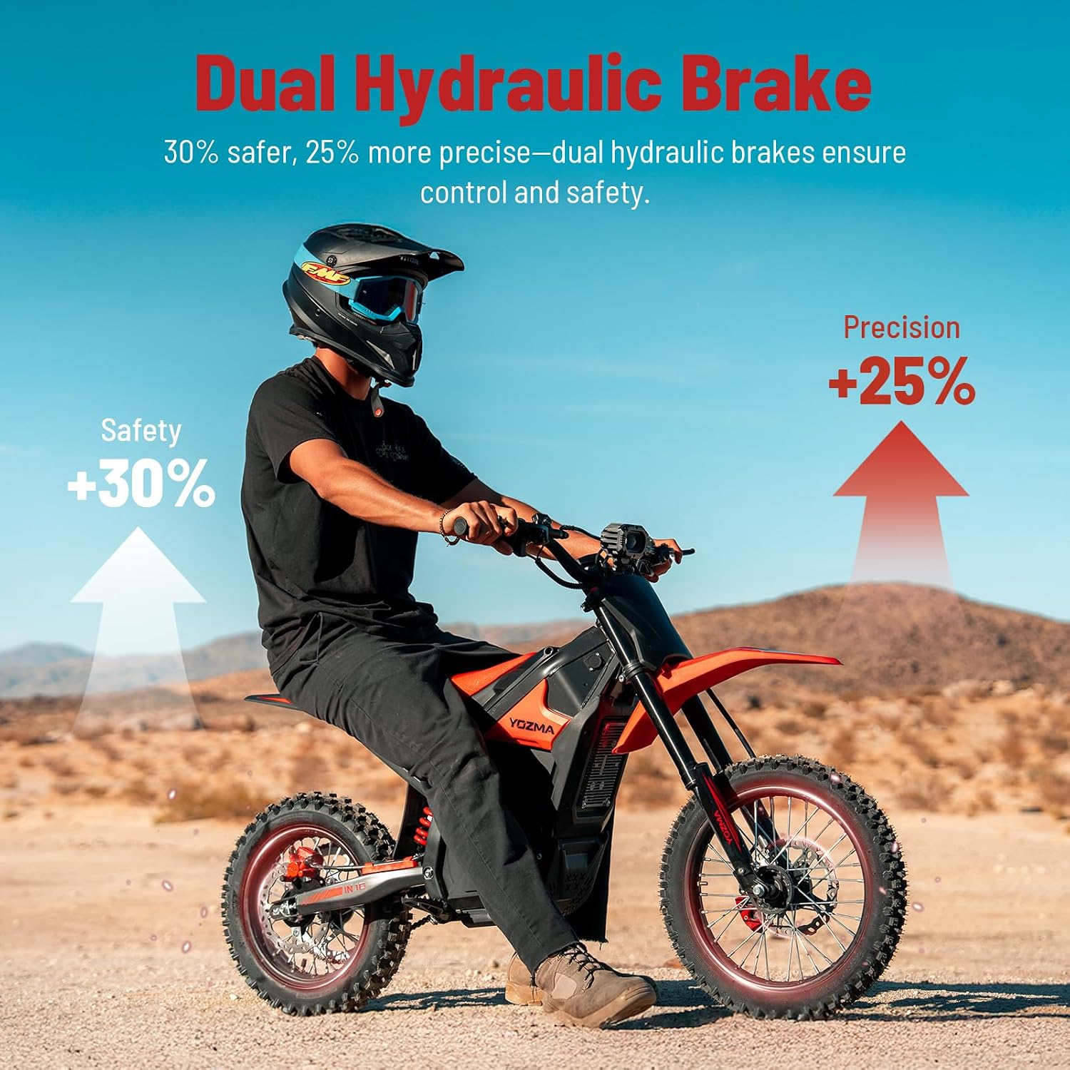 Yozma IN10 Electric Dirt Bike, 2600W 64.4km/h Electric Motorcycle with 48V/23AH Battery Ebike, Full Hydraulic Brakes and Suspensions Mountain Off-Road E Dirt Bike