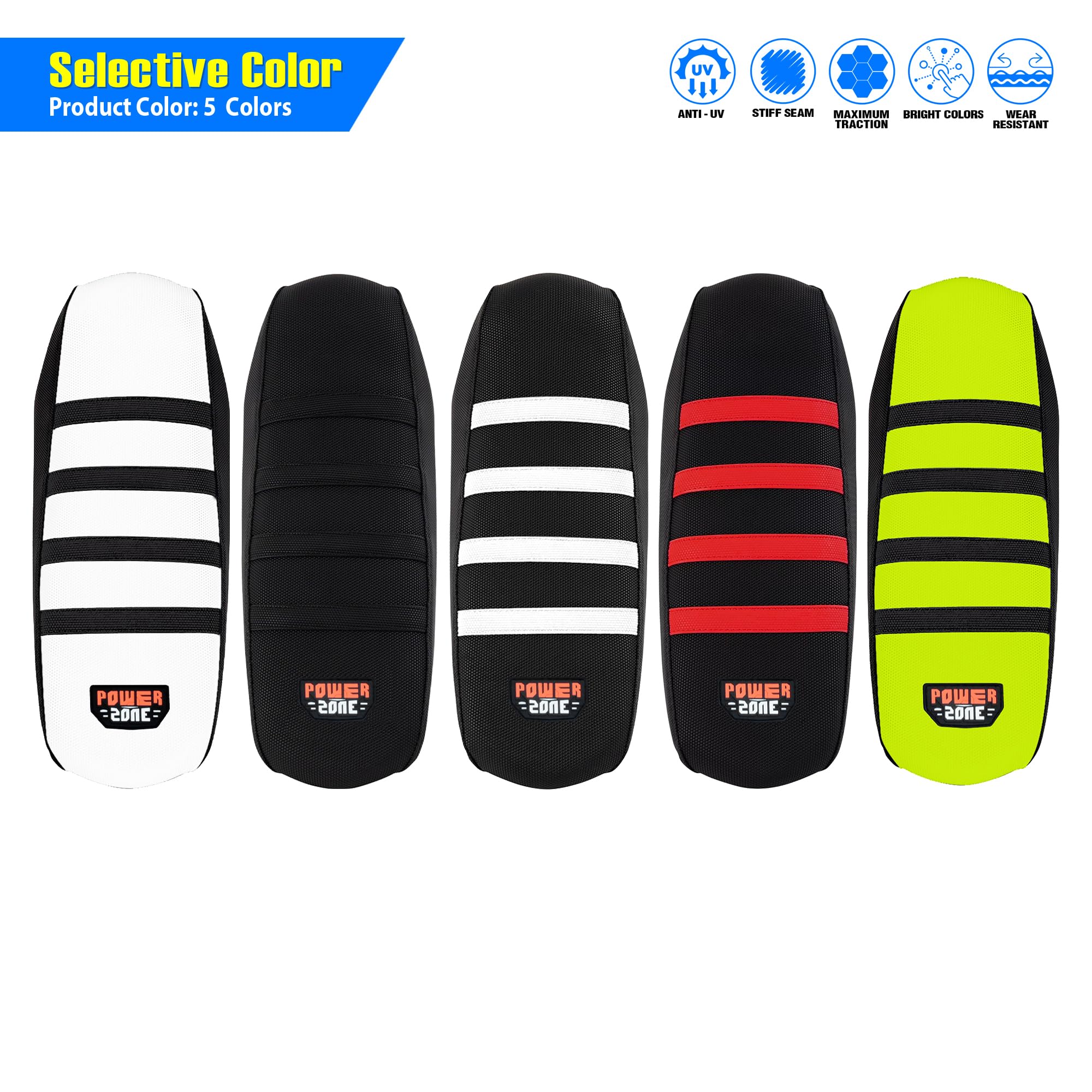 Gripper Dirt Bike Seat Cover for Sur Ron Light Bee X/S, Motorcycle Electric Bike Seat Covers (Black-White)