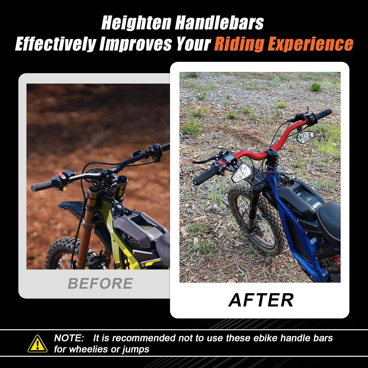 Motorcycle Handle Bars, PSLER Heighten Handlebars 7/8 22mm Handlebars 31.8mm Riser Handlebar for Sur Ron Light Bee X/S Segway X160/X260 Talaria Sting MX3 R MX4 Talaria XXX E-Ride Pro 79Bike (Black)